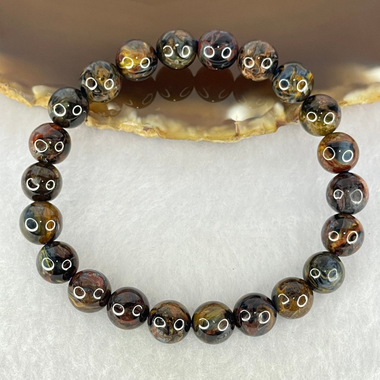 Good Grade Natural Petersite Beads Bracelet 19.87g 16cm 8.8mm 22 Beads