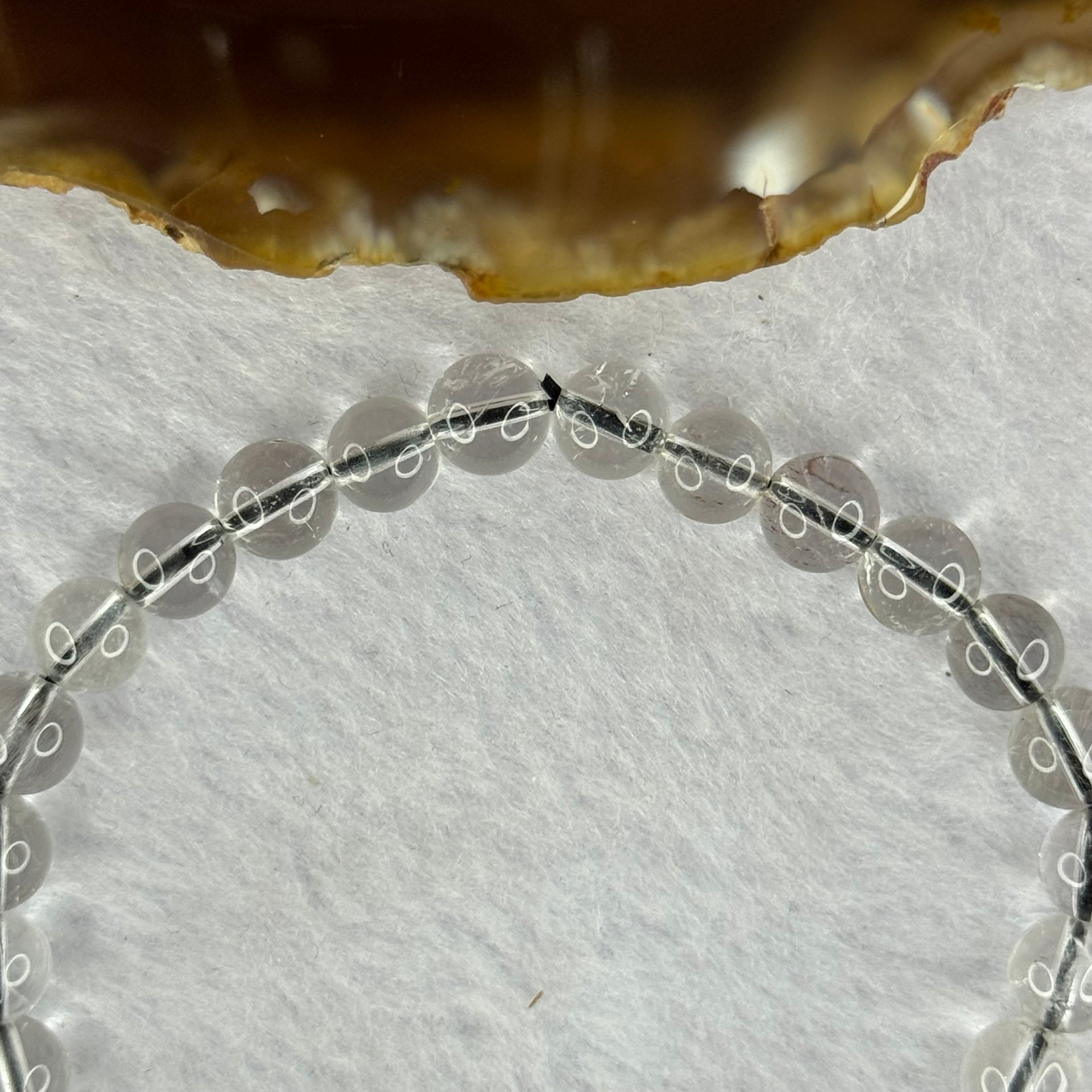 Natural Titanium Rutilated Clear Quartz 11.11g 15cm 6.9mm 27 Beads - Huangs Jadeite and Jewelry Pte Ltd