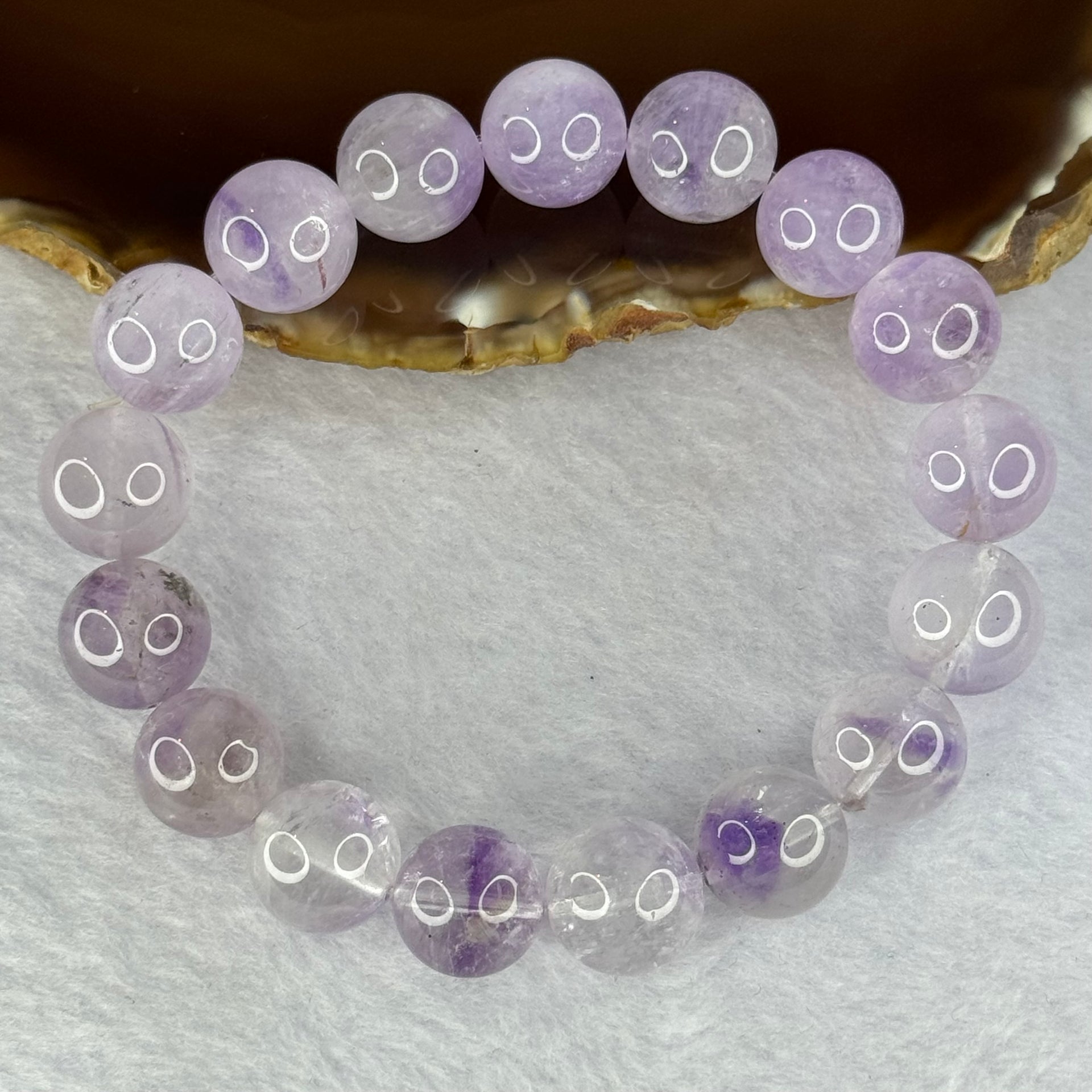 Natural Super 7 Amethyst Beads Bracelet 天然紫超七手链 48.51g 19cm 13.0mm 17 Beads - Huangs Jadeite and Jewelry Pte Ltd