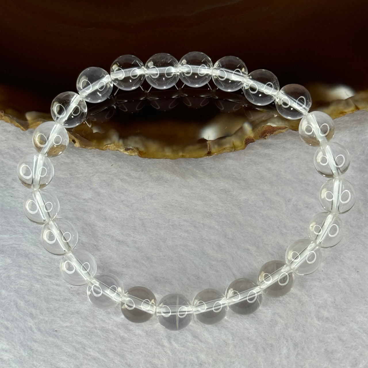 Natural Clear Quartz Bracelet 天然白水晶手链 18.64g 16.5cm 8.4mm 24 Beads