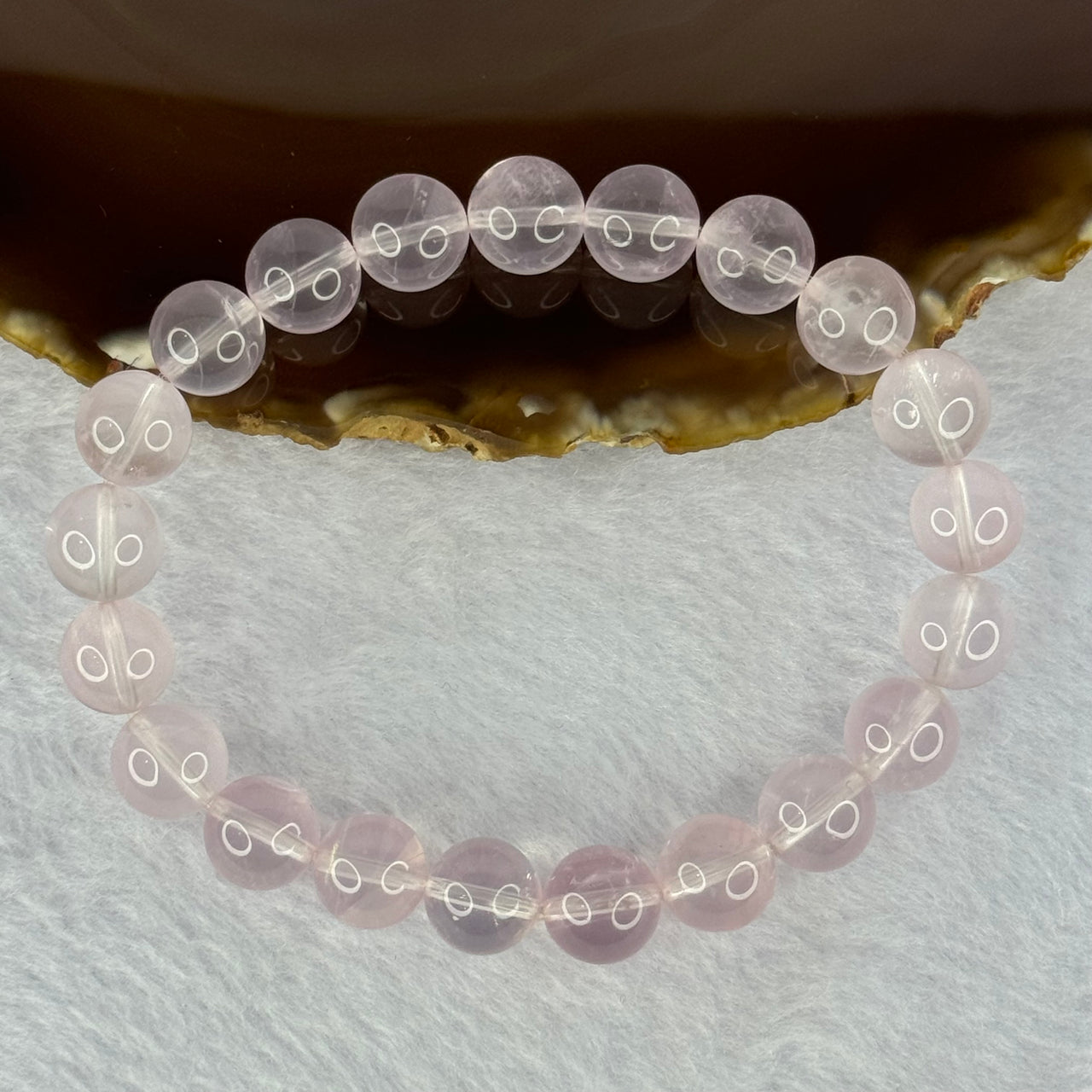 Natural Rose Quartz Beads Bracelet 天然玫瑰石英珠手链 26.62g 17.5cm 9.9mm 21 Beads