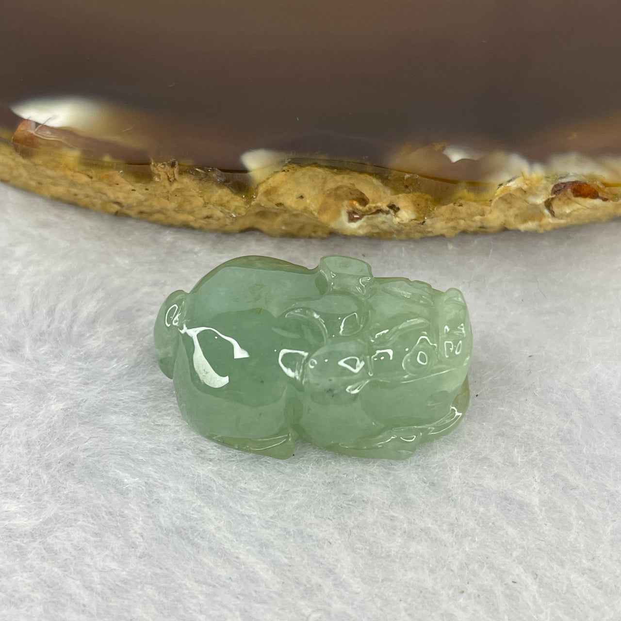 Type A Jelly Green Jadeite Pixiu Pendent A货绿色翡翠貔貅牌 8.18g 24.3 by 15.4 by 10.9 mm - Huangs Jadeite and Jewelry Pte Ltd