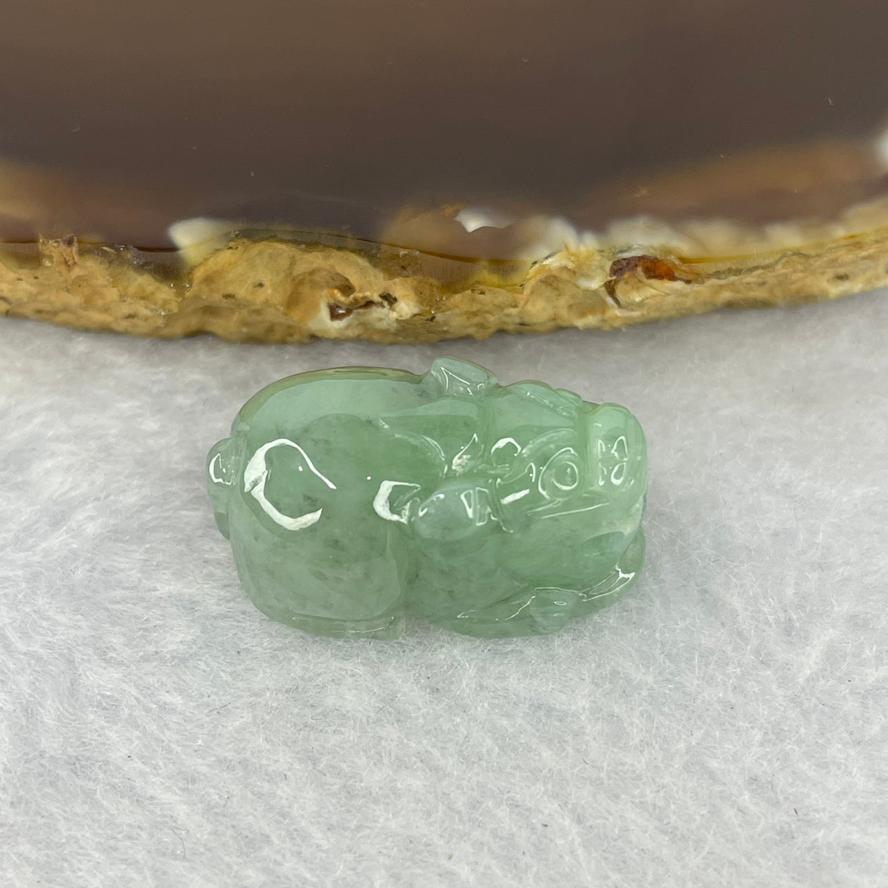 Type A Jelly Green Jadeite Pixiu Pendent A货绿色翡翠貔貅牌 8.32g 23.6 by 14.5 by 12.3 mm - Huangs Jadeite and Jewelry Pte Ltd