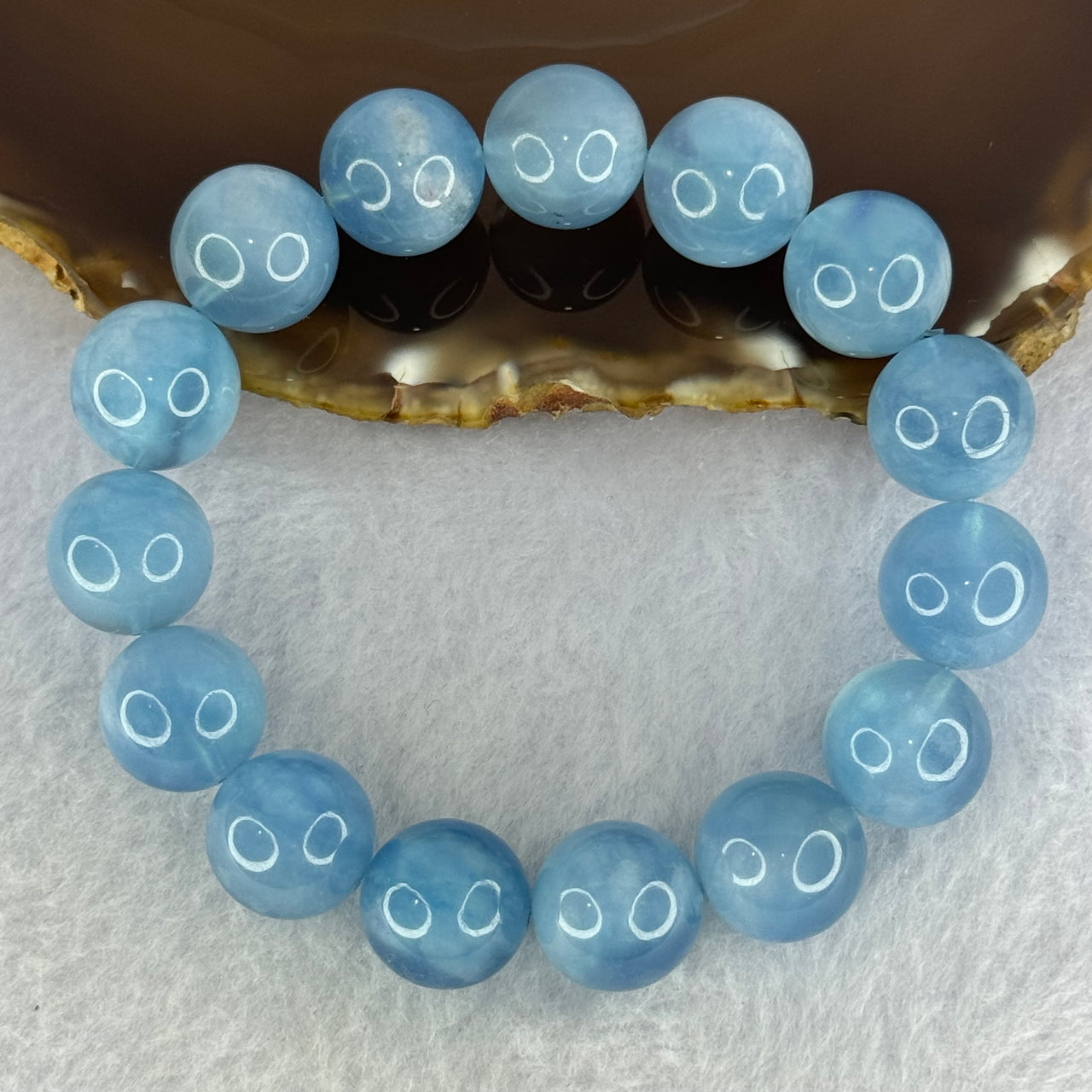 Natural Aquamarine Beads Bracelet 65.02g 19cm 14.7mm 15 Beads