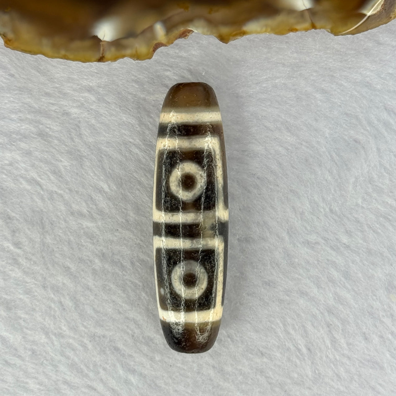 Natural Powerful Tibetan Old Oily Agate 4 Eyes Dzi Bead Heavenly Master (Tian Zhu) 四眼天诛 12.59g 46.9 by 13.3mm - Huangs Jadeite and Jewelry Pte Ltd