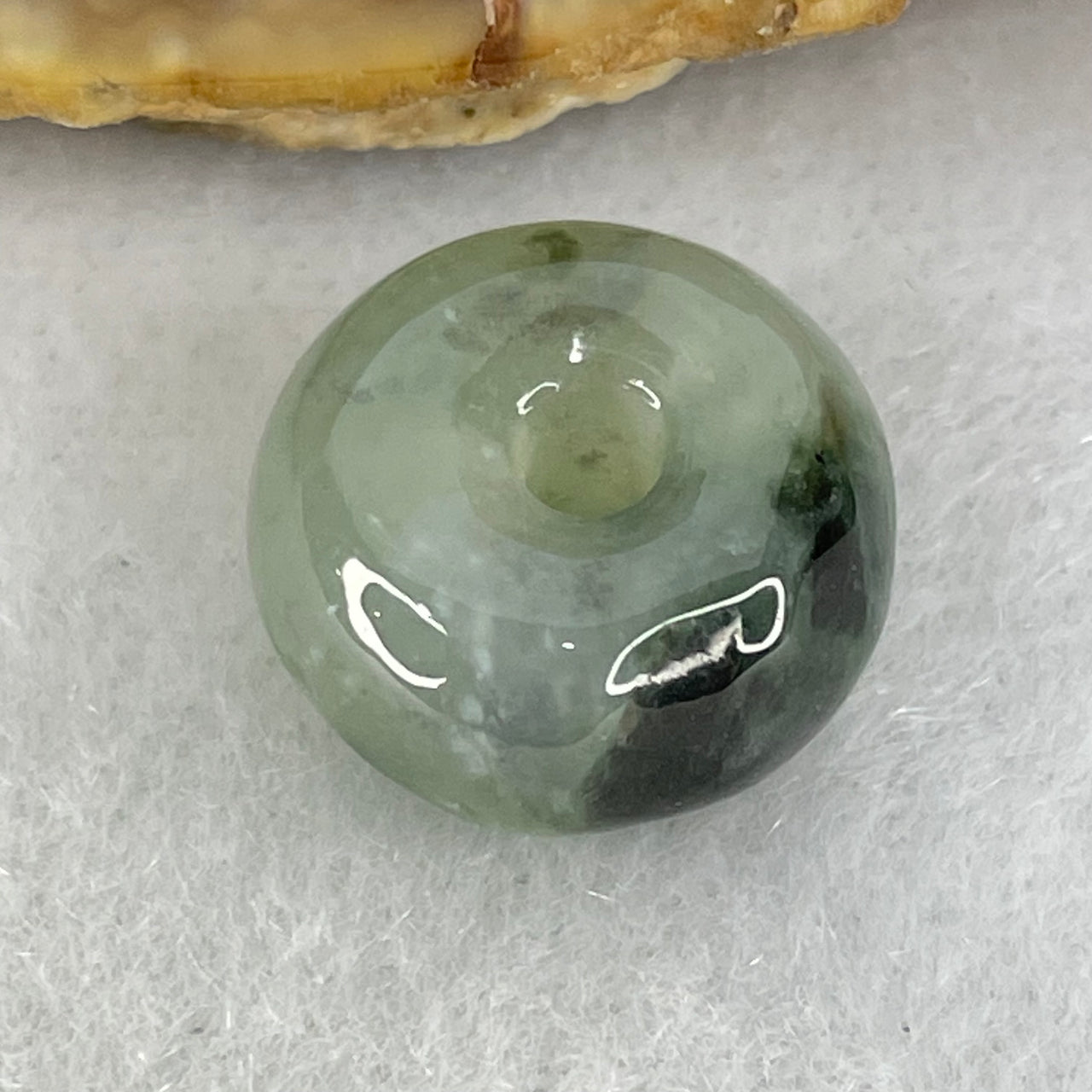 Type A Light Green with Moss Green Jadeite Ping An Kou Charm/Pendant 2.55g 13.4 by 7.0mm