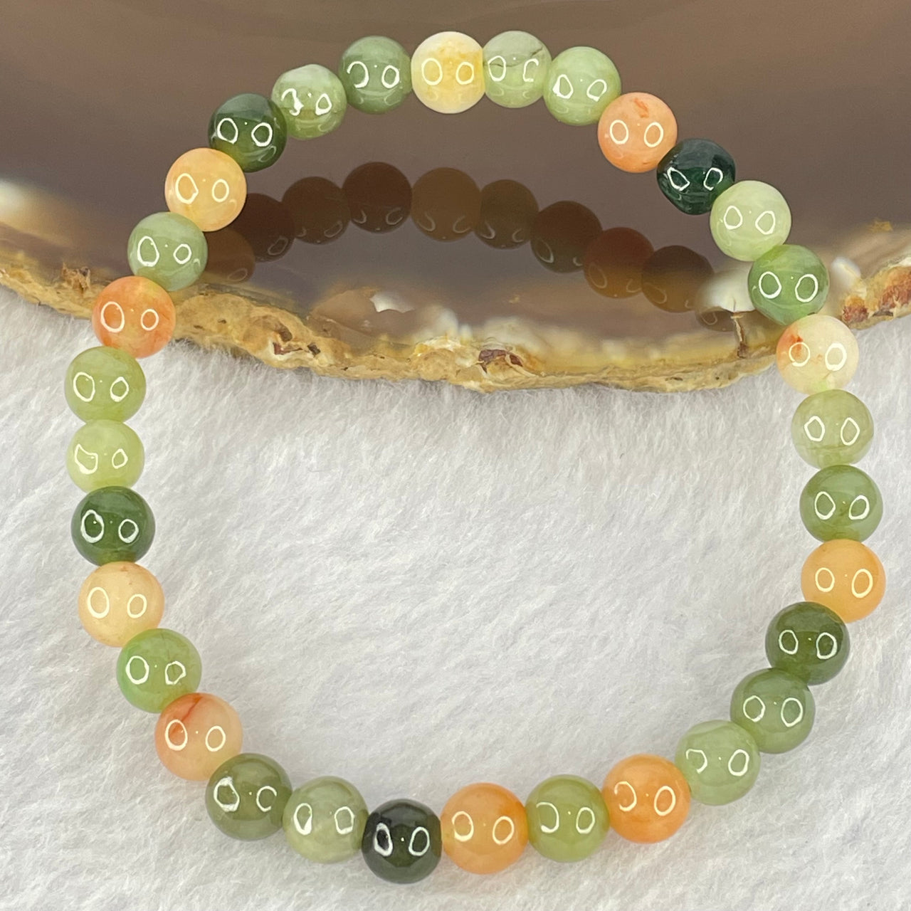 Type A Mixed Color Jadeite Beads Bracelet 10.27g 6.1mm 32 Beads