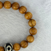 Natural Old Yabai Thuja Wood Beads With 3 Eyes Dzi Bead  Bracelet 老树崖柏三眼天珠手链 11.61g 16.5mm 10.2mm 18 Beads/ 14.1 by 11.0mm 1 Bead - Huangs Jadeite and Jewelry Pte Ltd