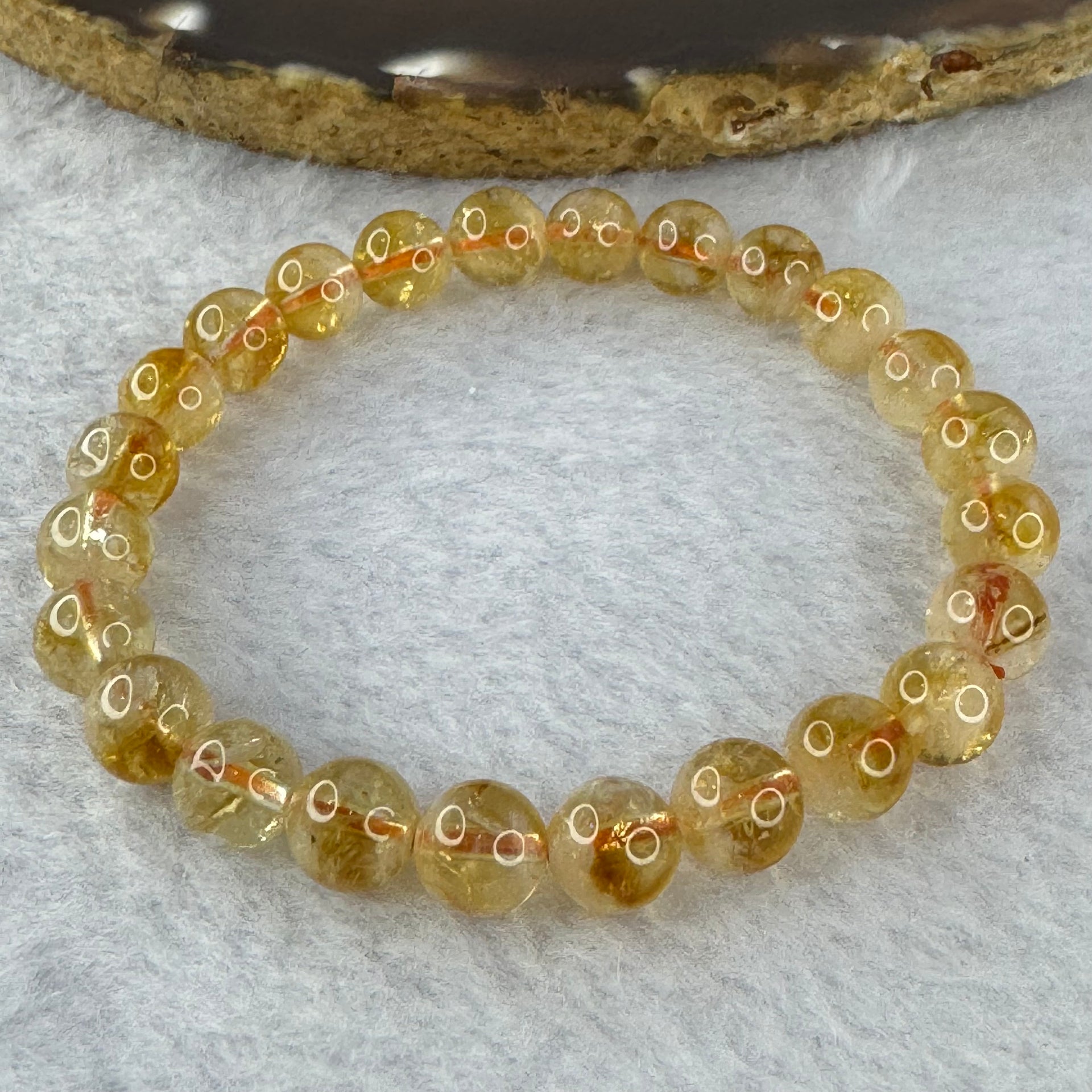 Natural Mountain Yellow Pyramid citrine bracelet 金字塔黄水晶手牌 15.13g 15cm 7.7mm 24 Beads - Huangs Jadeite and Jewelry Pte Ltd