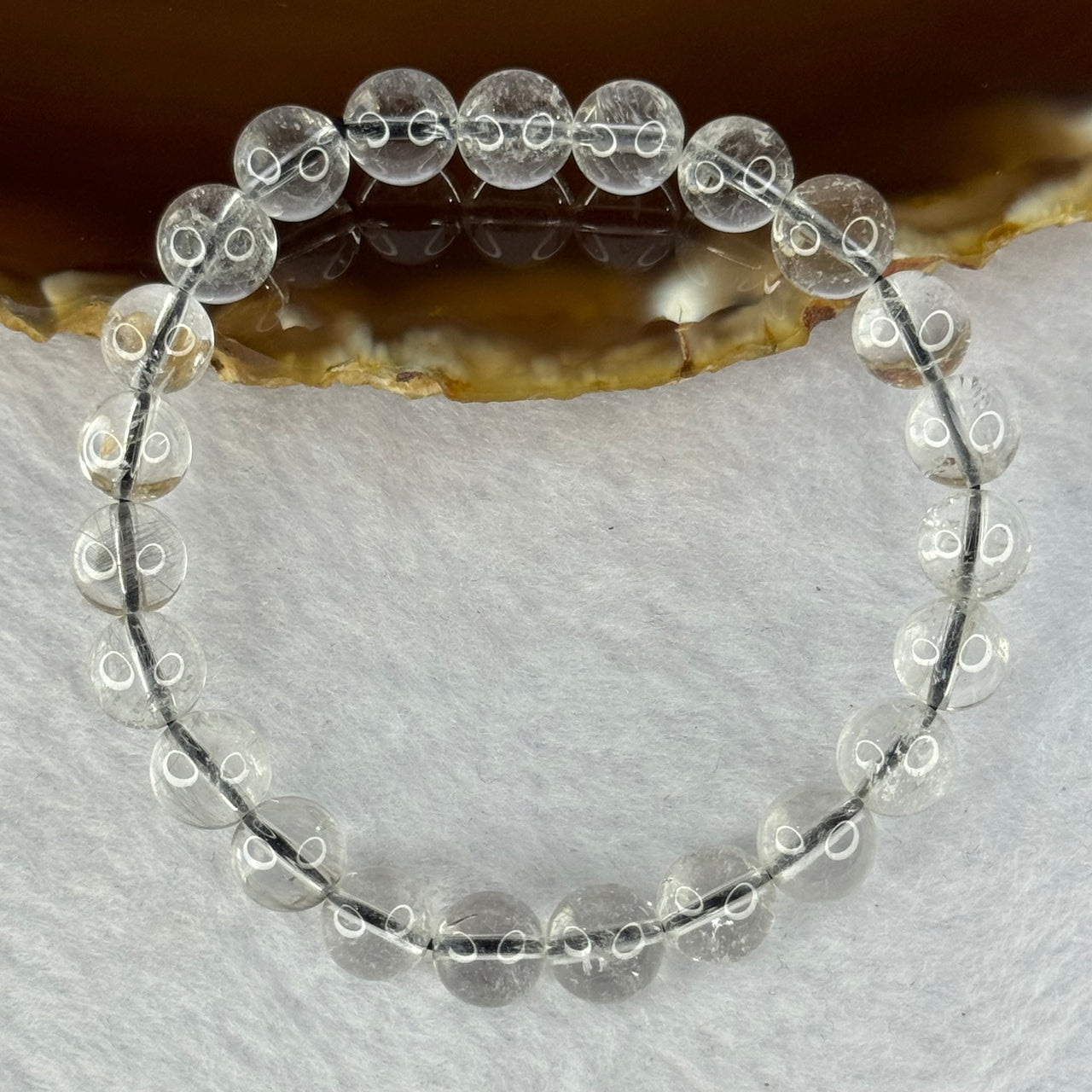 Natural Titanium Rutilated Clear Quartz 14.51g 14.5cm 8.2mm 23 Beads - Huangs Jadeite and Jewelry Pte Ltd