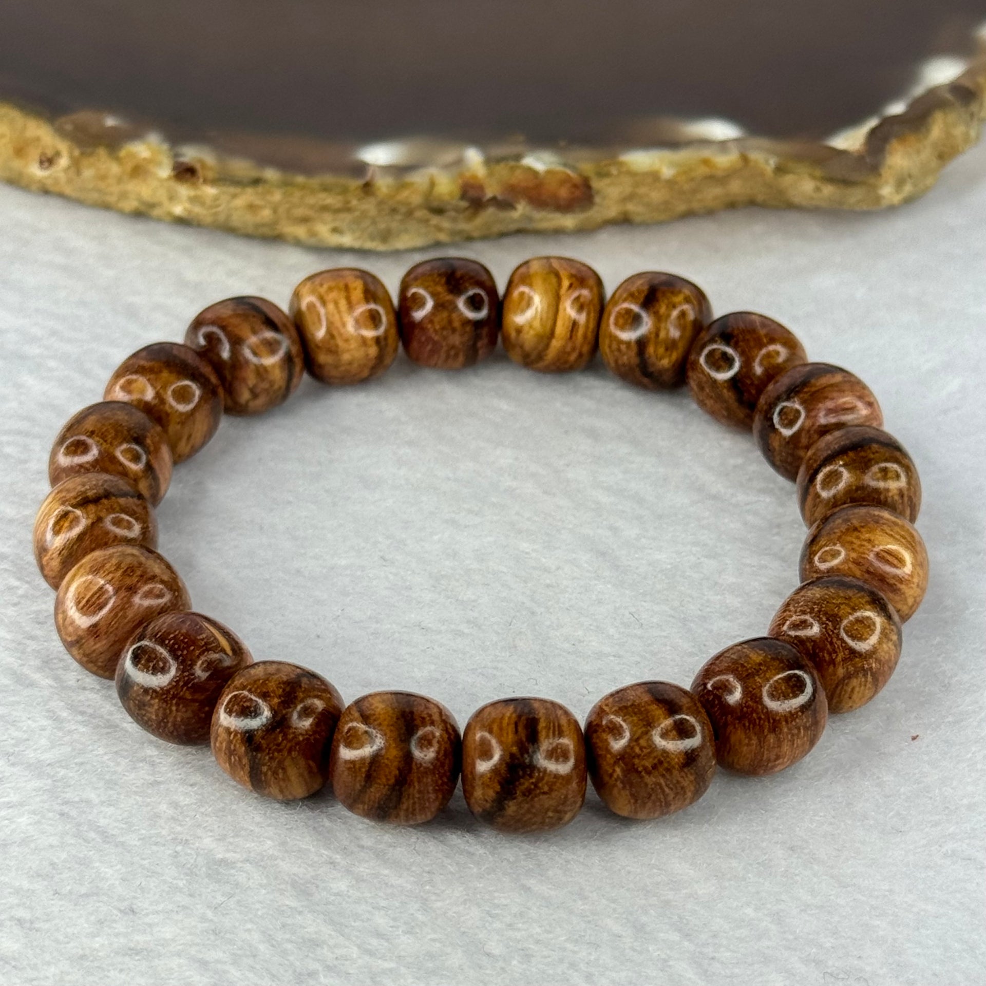 Natural Hainan Huang Huali Rosewood Beads Bracelet 天然海南黄花梨手链 10.24g 17cm 10.8mm 20 Beads - Huangs Jadeite and Jewelry Pte Ltd