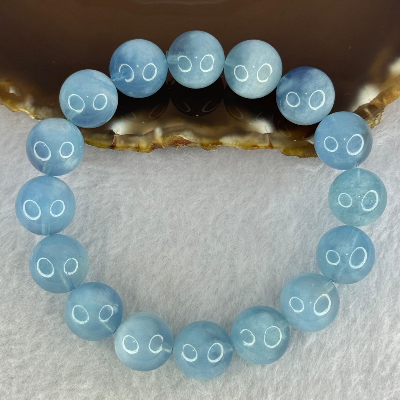 Natural Aquamarine Beads Bracelet 50.11g 18cm 13.4mm 16 Beads