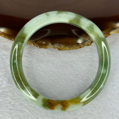 Type A Light Green and Moss Green and Brown Patches Jadeite Bangle 55.5mm 51.12g 10.6 by 9.0mm (Slight Internal Line)