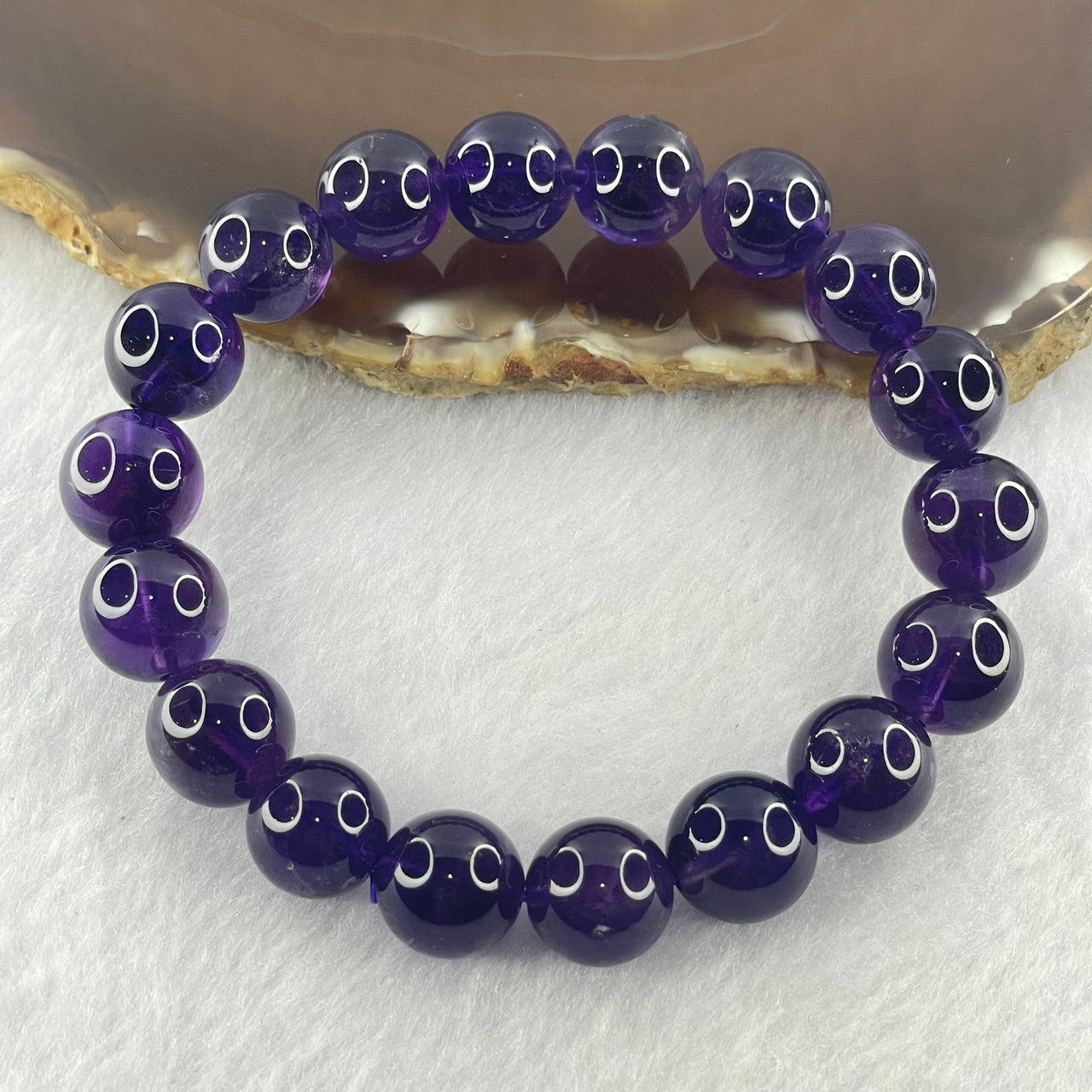 Good Grade Natural Amethyst Bracelet 40.43g 18cm 12.1mm 18 Beads