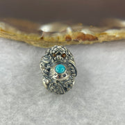 925 Sliver Dragon with Turquoise and Red Nan Hong Agate Eyes 7.39g 17.7 by 12.8 by 15.3 mm - Huangs Jadeite and Jewelry Pte Ltd