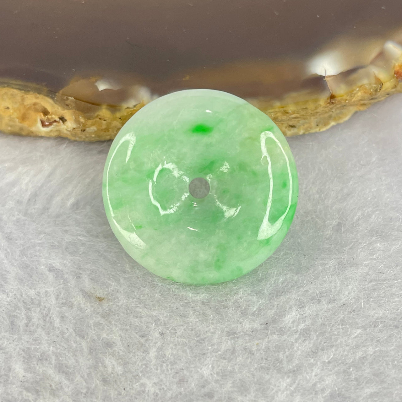 Type A Spicy Green Ping An Kou Jadeite 4.13g 22.2 by 4.4mm - Huangs Jadeite and Jewelry Pte Ltd