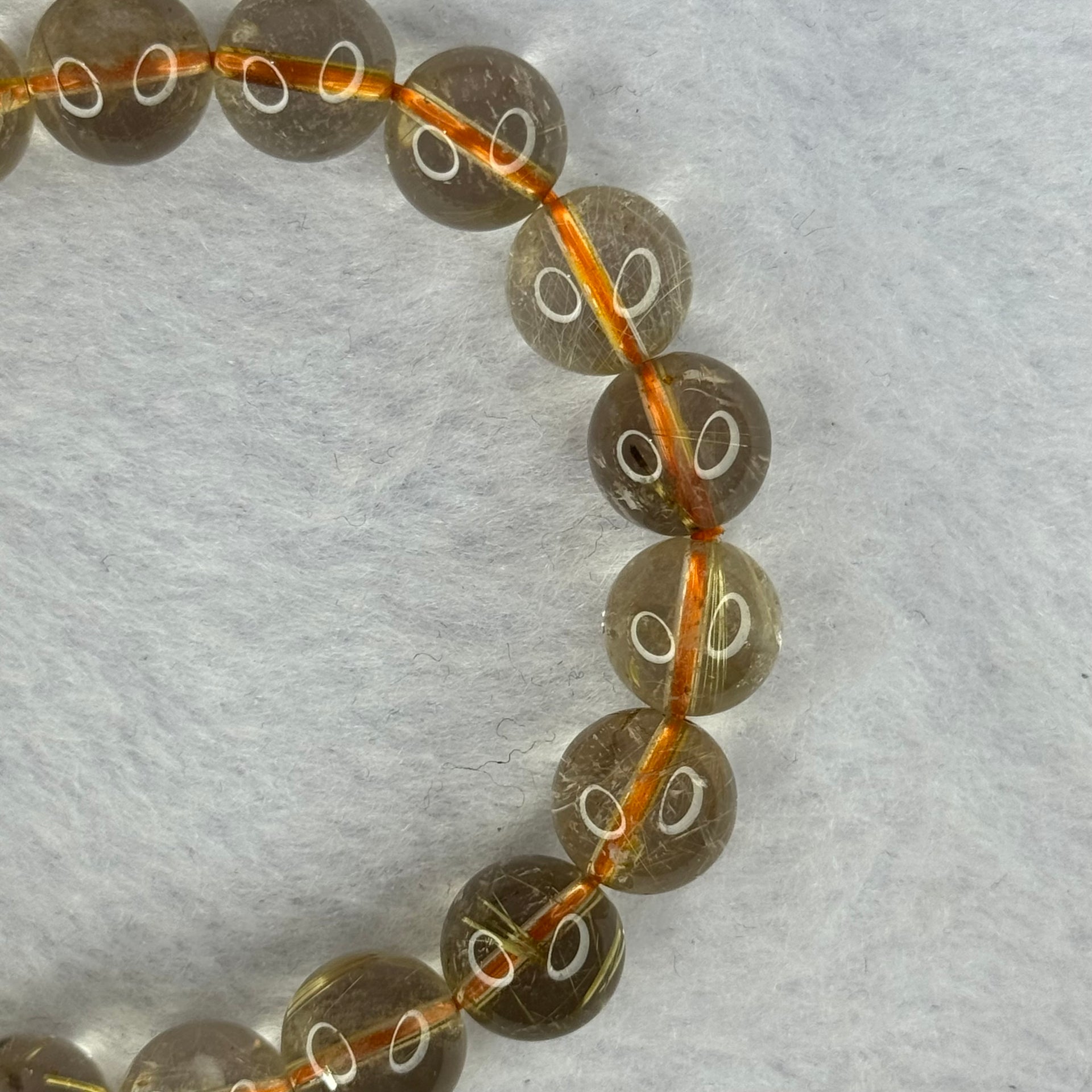 Natural Golden Rutilated Quartz Beads 天然金发水晶手链 24.91g 16cm 9.8mm 20 Beads - Huangs Jadeite and Jewelry Pte Ltd