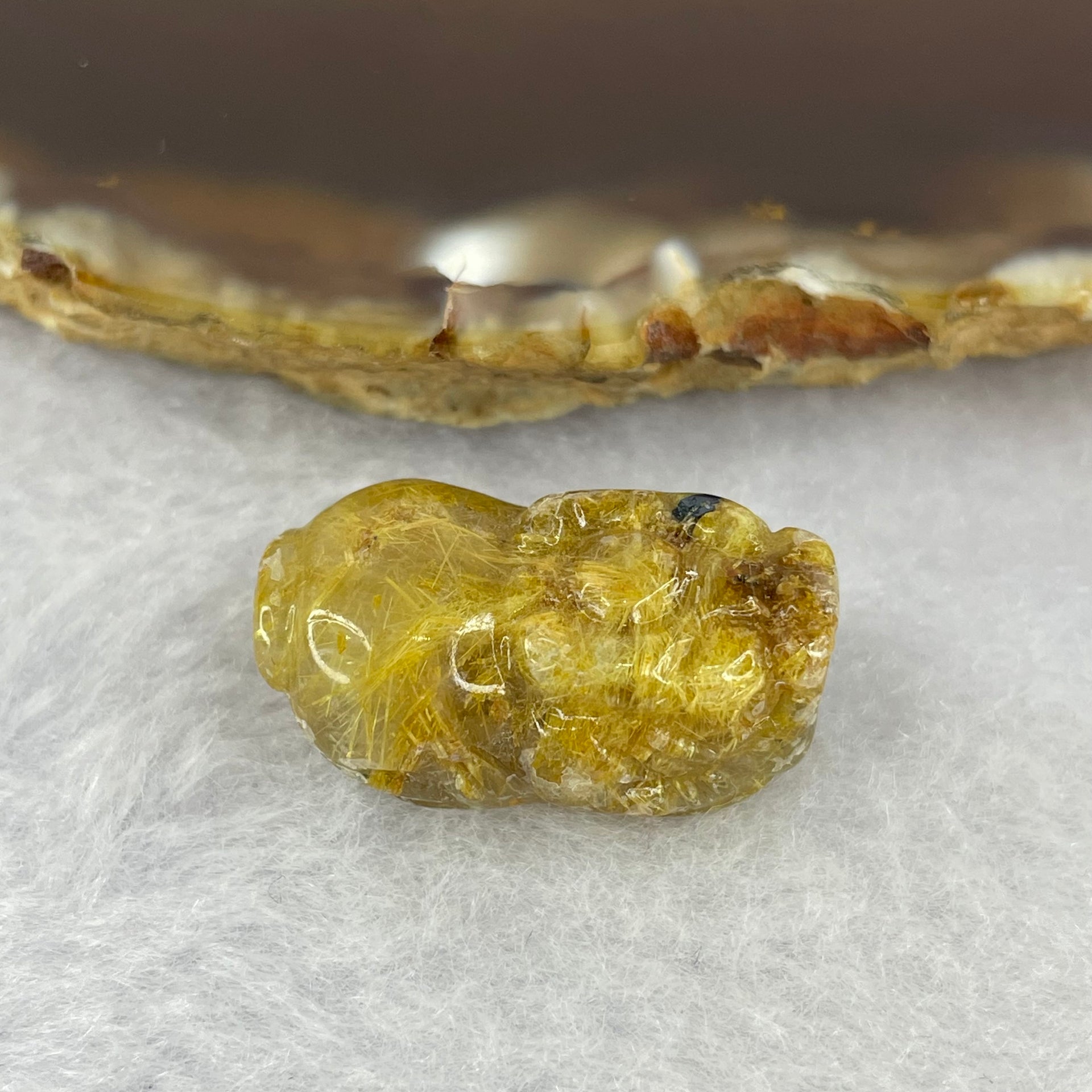 Above Average Grade Natural Golden Rutilated Quartz Pixiu Charm for Bracelet 天然金发水晶貔貅 6.14g 23.7 by 14.1 by 16.9mm - Huangs Jadeite and Jewelry Pte Ltd