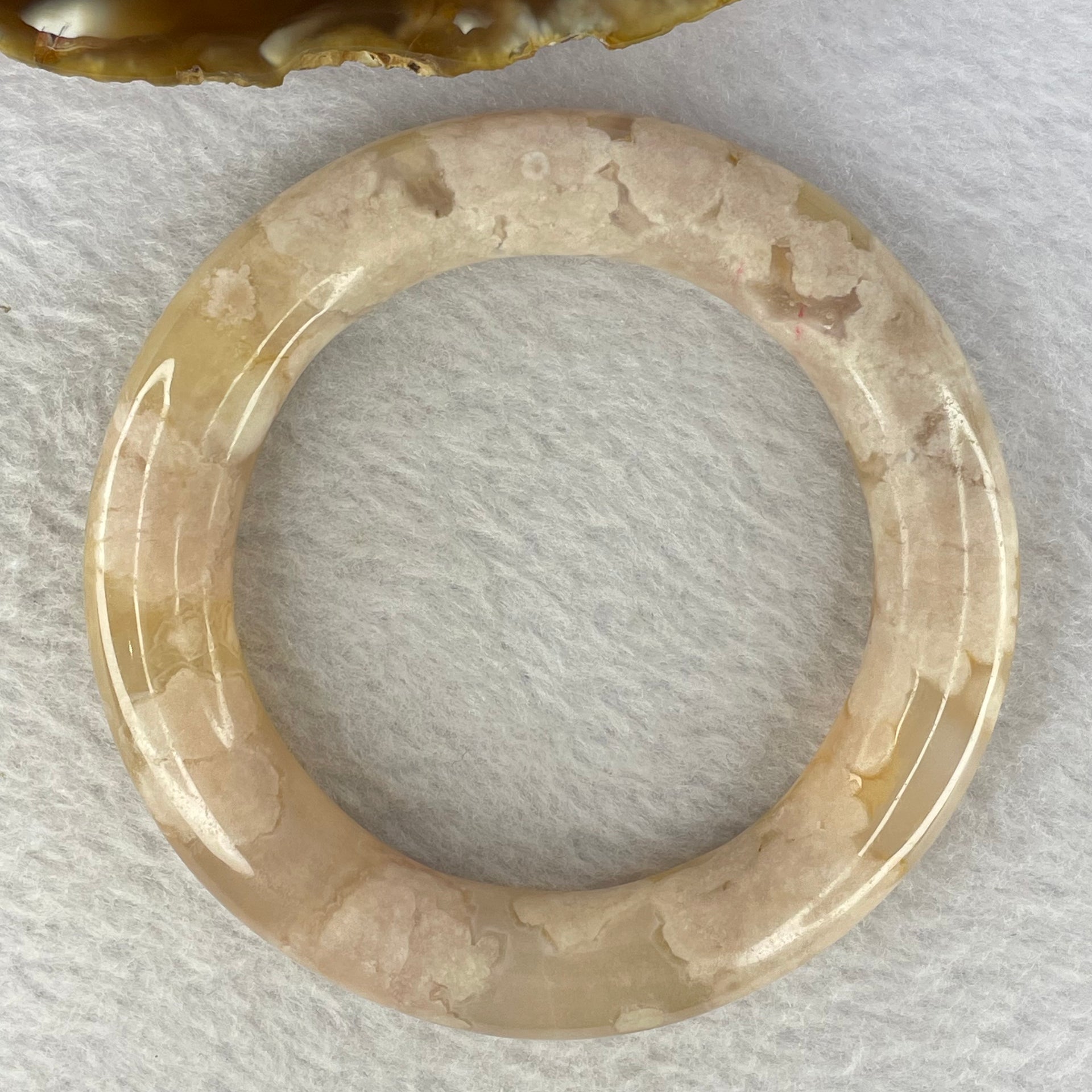 Natural Flower Agate Bangle 70.16g 13.0 by12.7 mm Internal Diameter 56.0 mm - Huangs Jadeite and Jewelry Pte Ltd