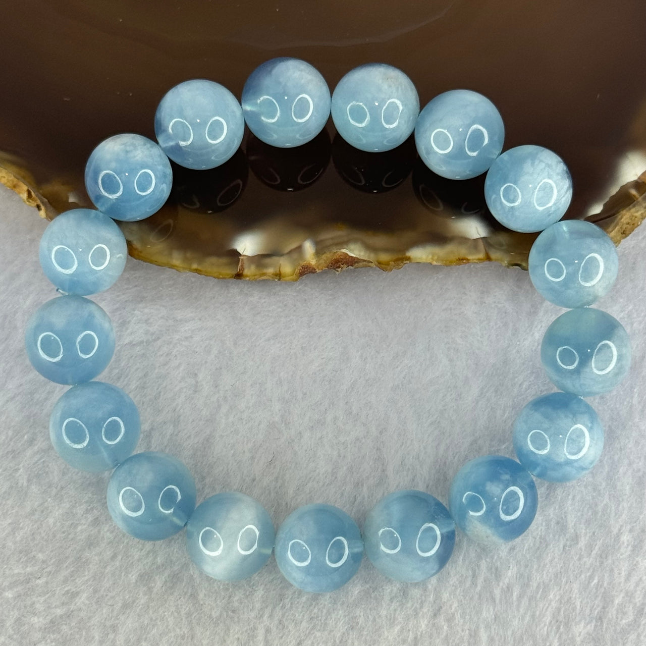 Natural Aquamarine Beads Bracelet 48.08g 18.5cm 12.8mm 17 Beads