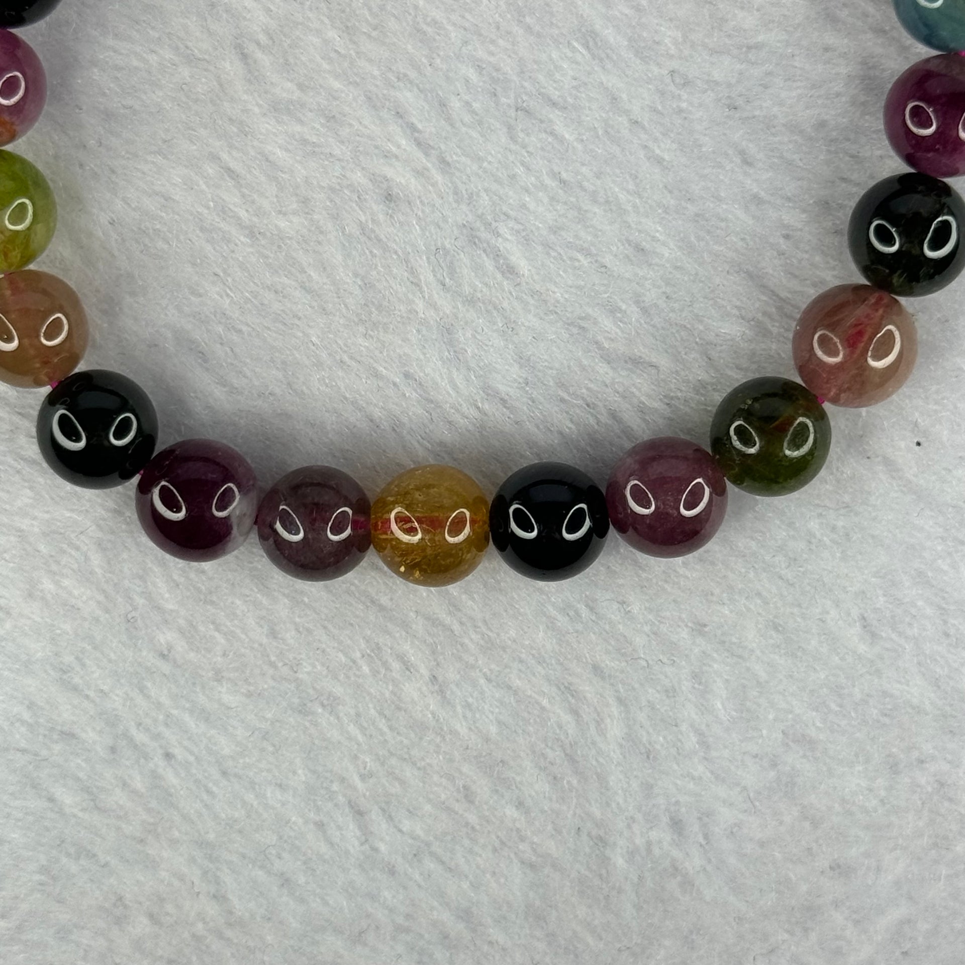 Good Grade Natural Tourmaline Beads Bracelet 好的天然碧玺珠手链 17.49g 15.5cm 7.9mm 24 Beads - Huangs Jadeite and Jewelry Pte Ltd