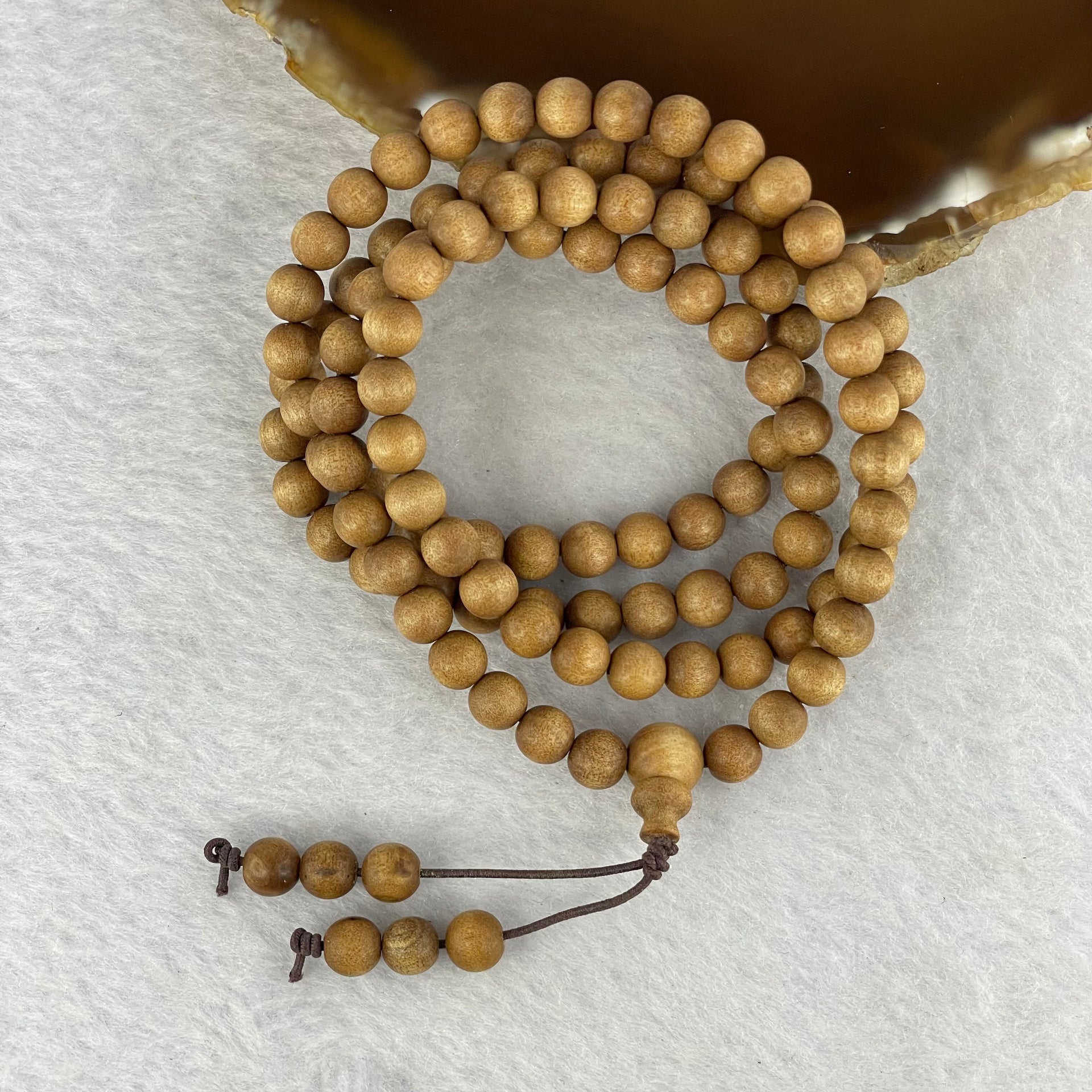 Natural Wild Old India Sandalwood Necklace 印度老山檀 12.57g 6.3mm 108+6 beads - Huangs Jadeite and Jewelry Pte Ltd