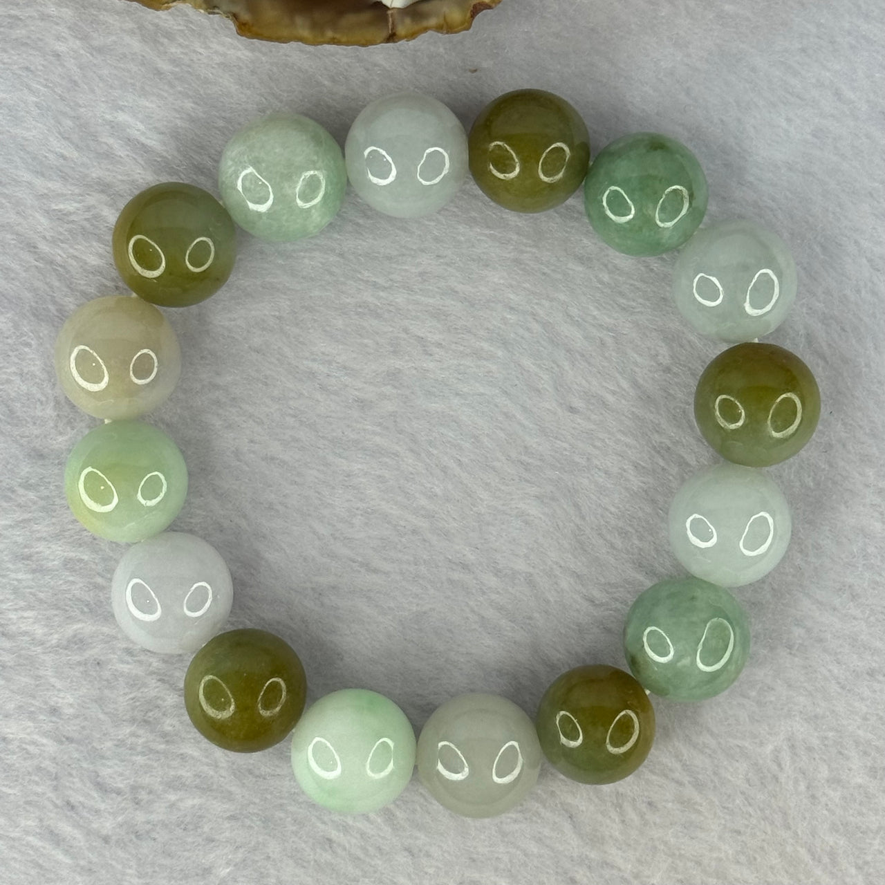 Type A Mixed Color Jadeite Beads Bracelet 66.76g 18.5cm 13.9mm 16 Beads