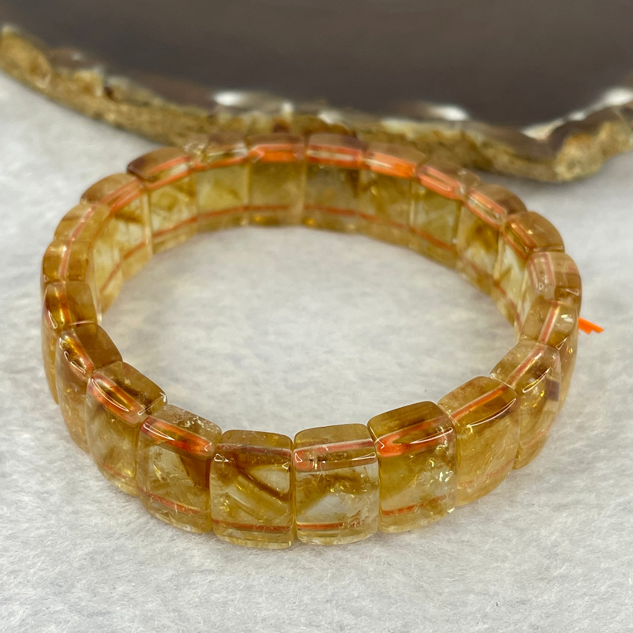 Natural Mountain Yellow Pyramid citrine bracelet 金字塔黄水晶手牌 35.63g 16.5mm 13.3 by 8.9mm by 6.4mm 22 pcs - Huangs Jadeite and Jewelry Pte Ltd