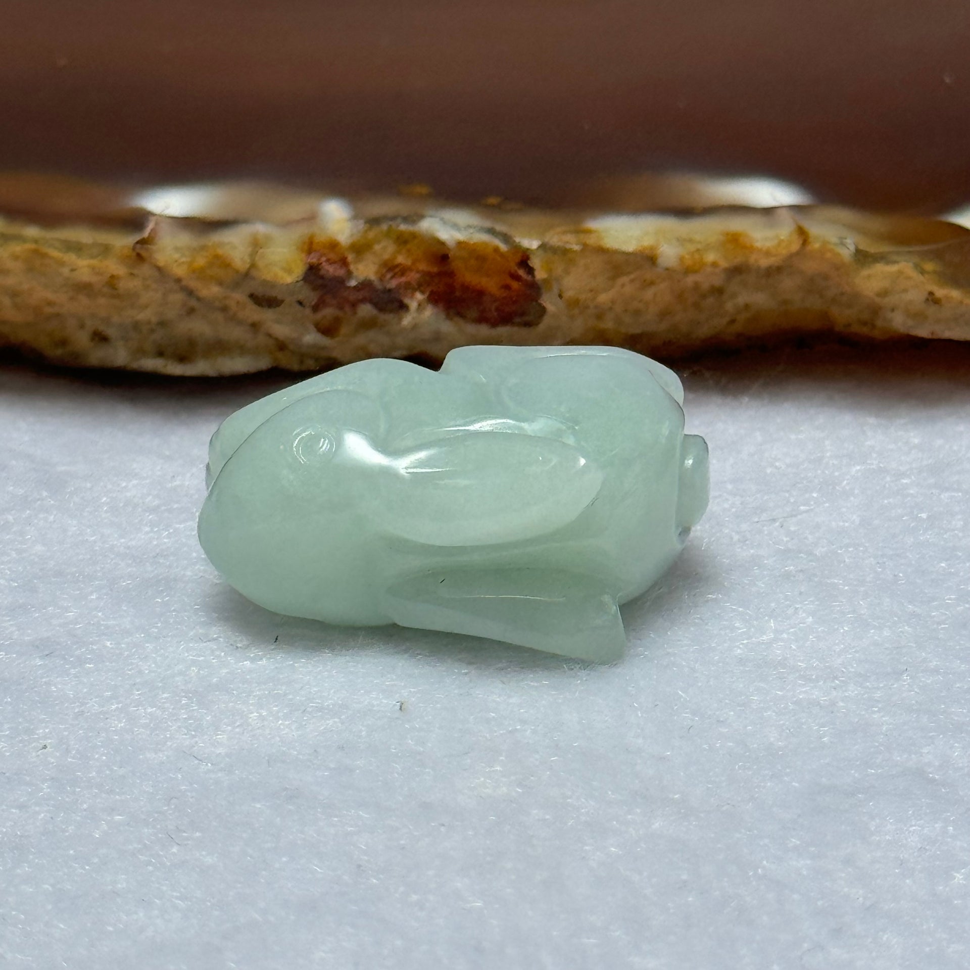 Type A Light Blueish Green Jadeite Rabbit Pendant 9.74g 26.3 by 12.7 by 15.2mm - Huangs Jadeite and Jewelry Pte Ltd