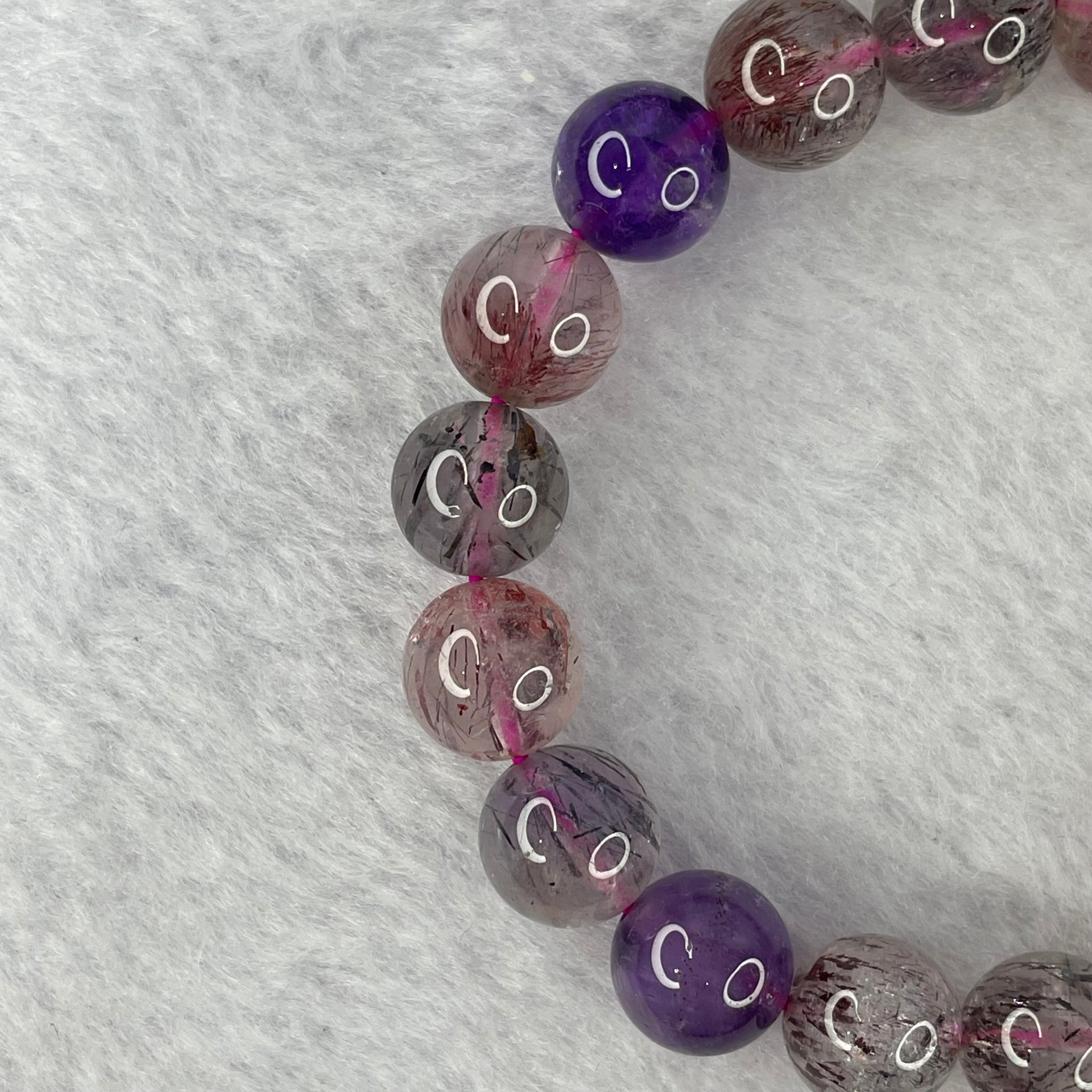 Above Average Grade Natural Super 7 Crystal Beads Bracelet 天然超级七水晶珠手链 28.29g 16.5cm 10.4mm 19 Beads - Huangs Jadeite and Jewelry Pte Ltd