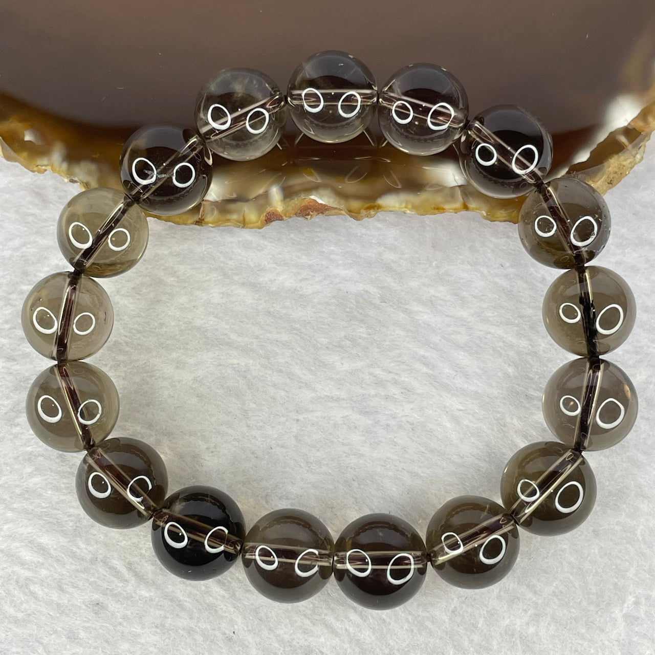 Natural Smoky Quartz Bracelet 42.19g 18cm 12.3mm 17 Beads - Huangs Jadeite and Jewelry Pte Ltd