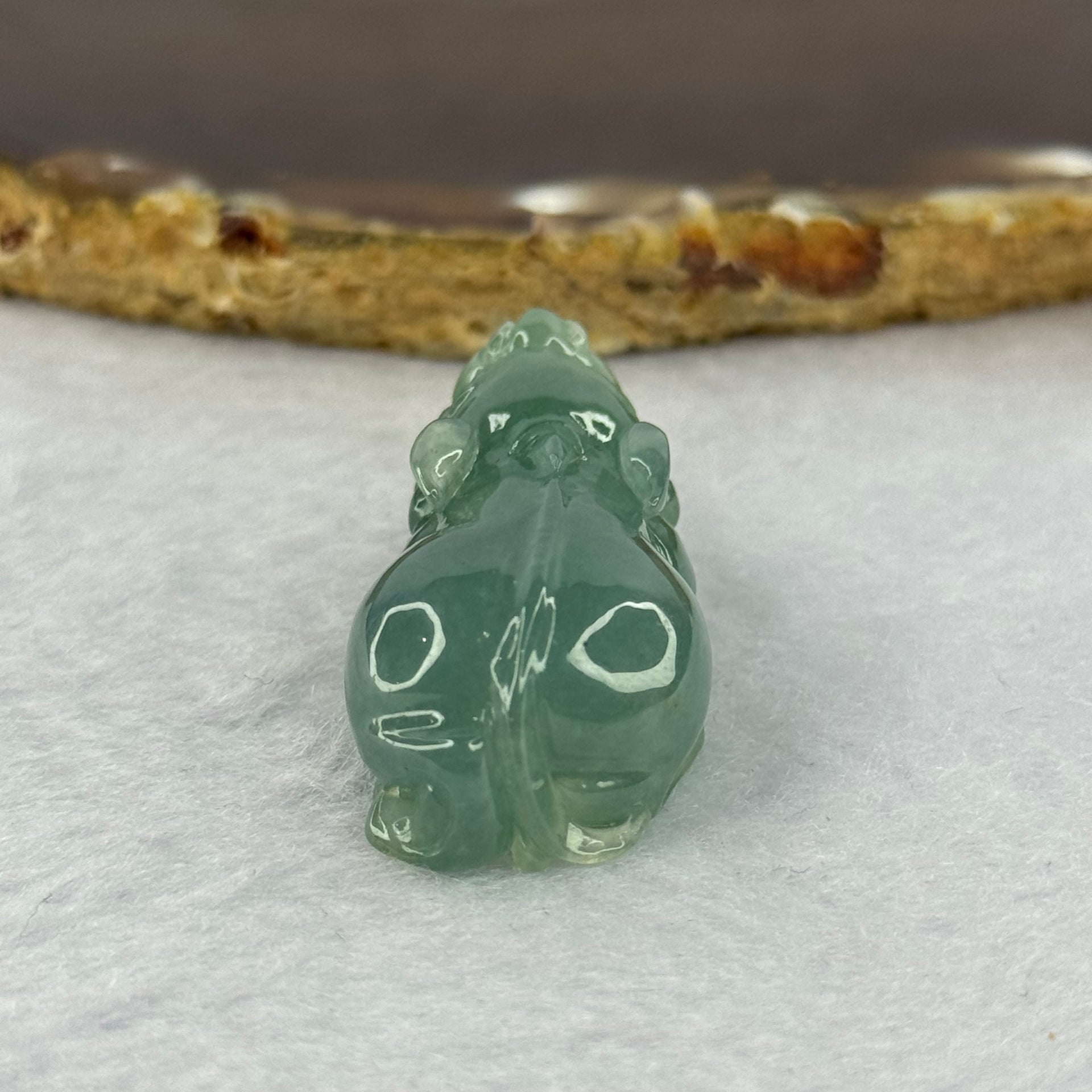 Type A Semi Blueish Green Jadeite Pixiu Charm/Pendent A货蓝水翡翠牌 16.23g 36.9 by 18.2 by 14.0mm - Huangs Jadeite and Jewelry Pte Ltd