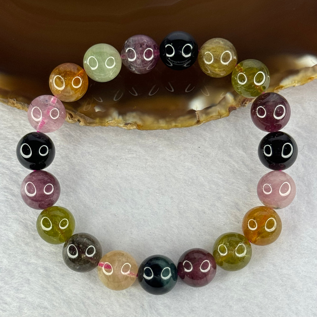 Good Grade Natural Tourmaline Beads Bracelet 好的天然碧玺珠手链 32.10g 16.5cm 10.3mm 19 Beads - Huangs Jadeite and Jewelry Pte Ltd