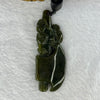 Type A Dark Yellowish Green Jadeite Dragon on Axe Pendent 14.34g 58.8 by 22.0 by 7.7mm