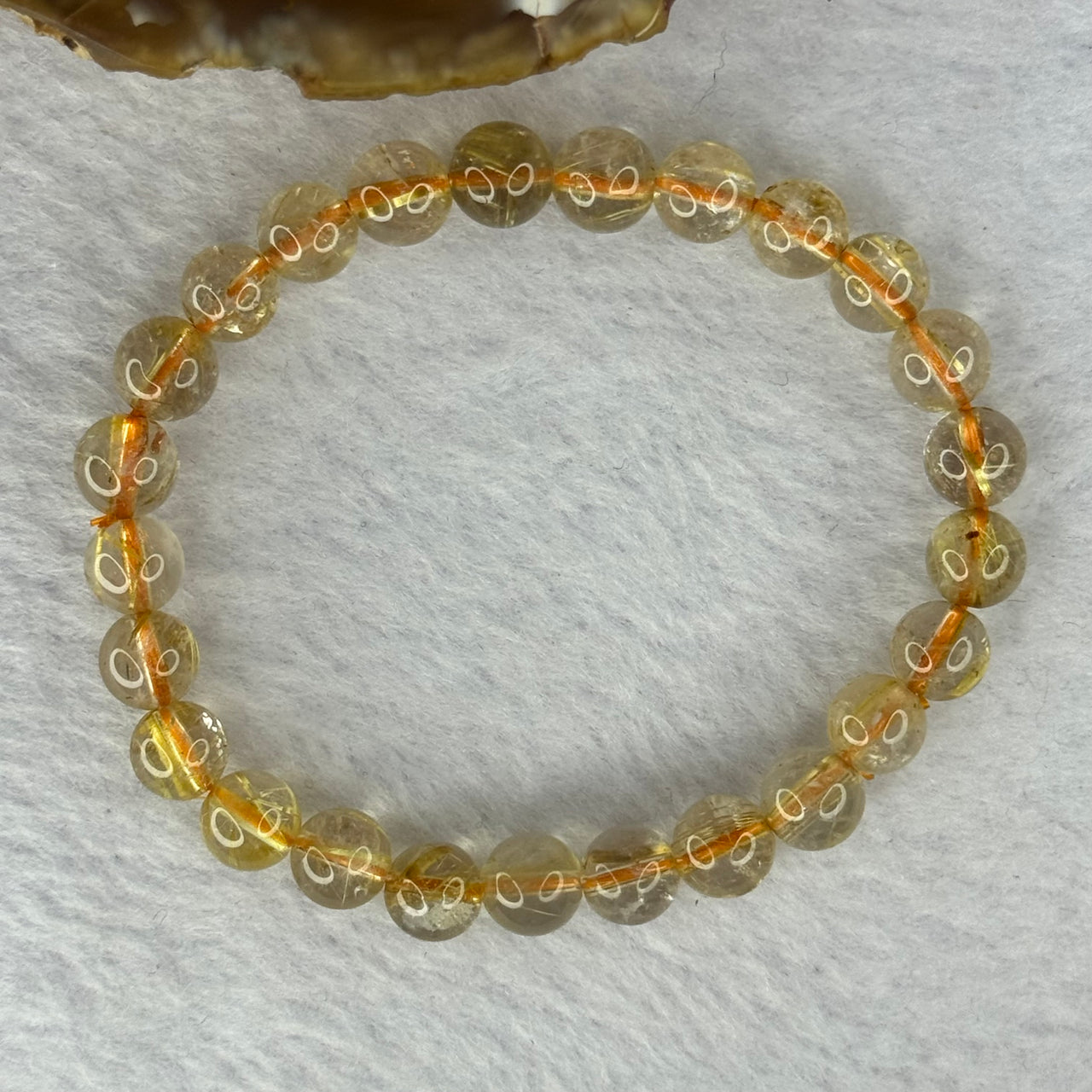 Natural Golden Rutilated Quartz Beads 天然金发水晶手链 12.39g 14.5cm 7.3mm 25 Beads - Huangs Jadeite and Jewelry Pte Ltd