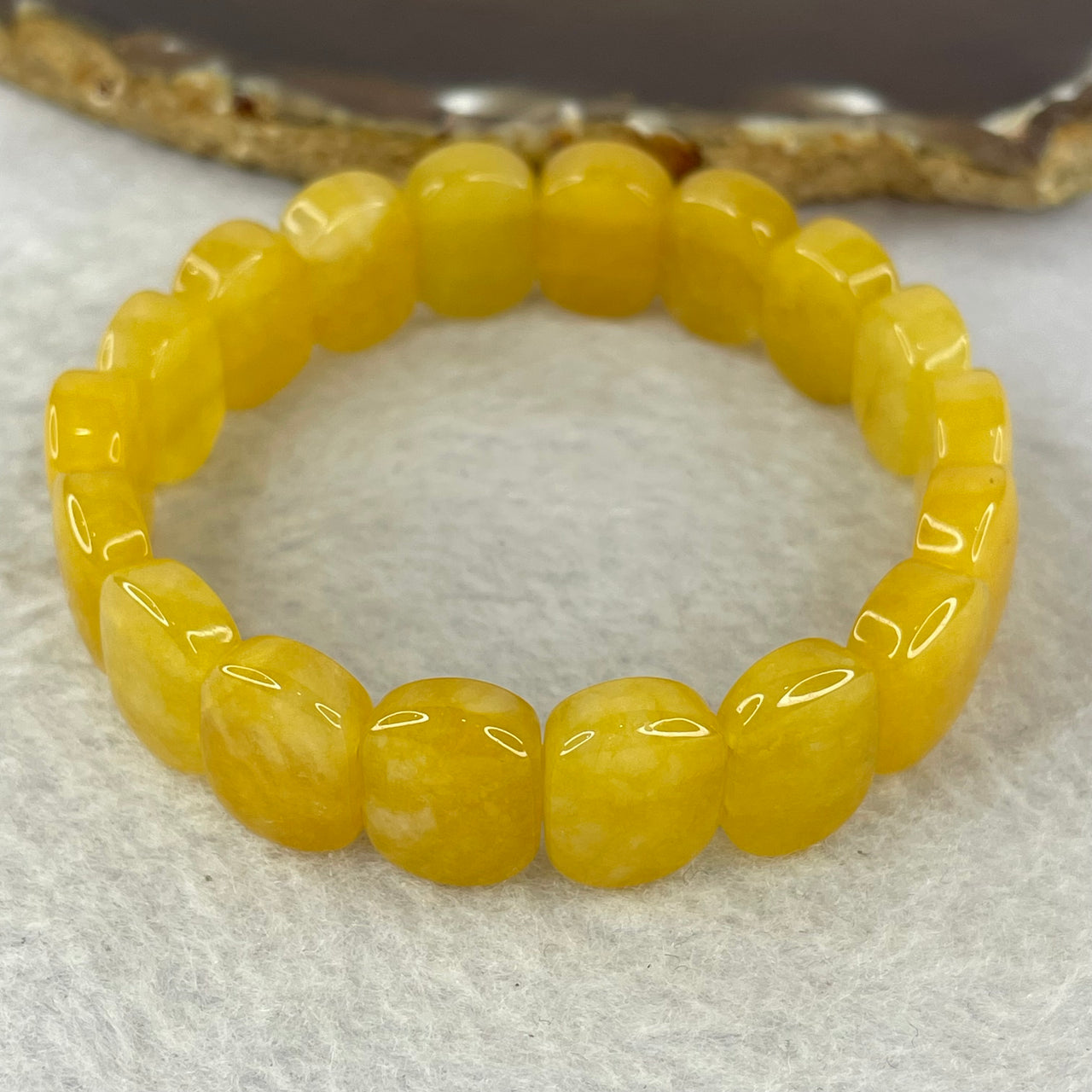 Natural Orange Aventurine Bracelet 31.36g 17cm 14.5 by 10.5 by 5.6mm 18 pcs - Huangs Jadeite and Jewelry Pte Ltd