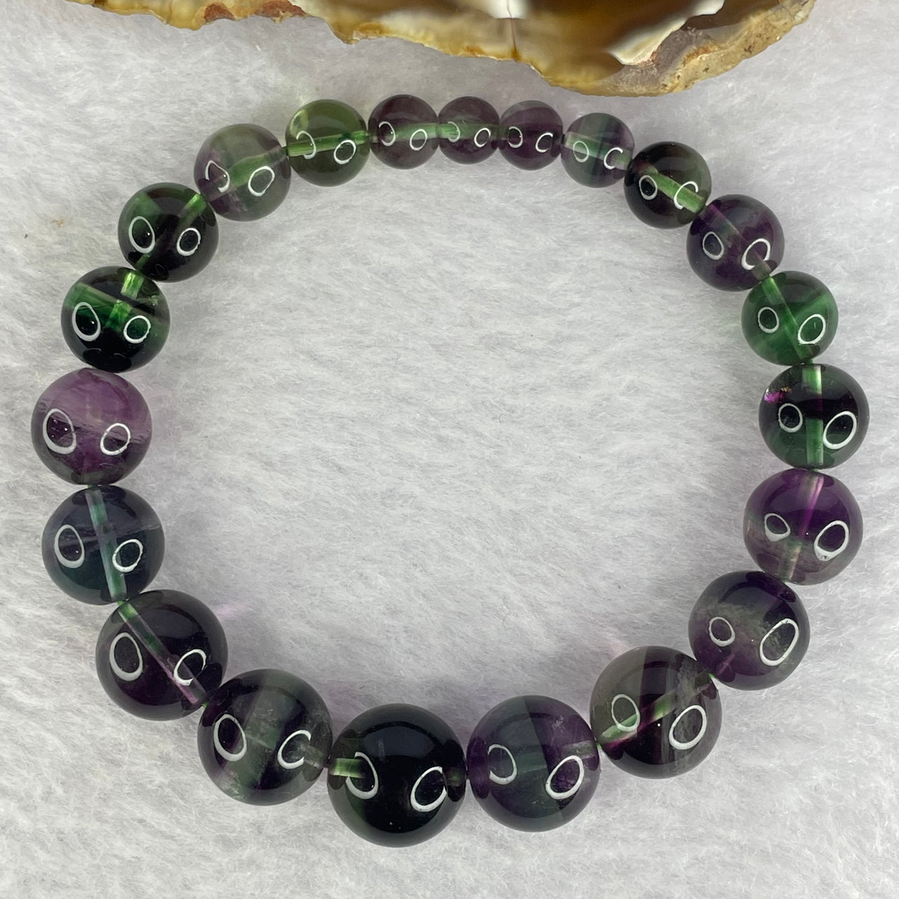 Natural Intense Deep Purple and Green Fluorite 21 Beads 12.4mm 32.70g - Huangs Jadeite and Jewelry Pte Ltd