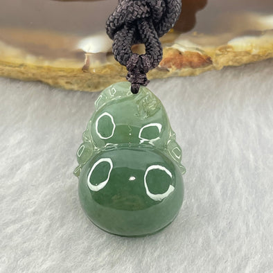 Type A Dark Blueish Green Jadeite Hulu Pendent 8.52g 25.0 by 17.2 by 10.7mm