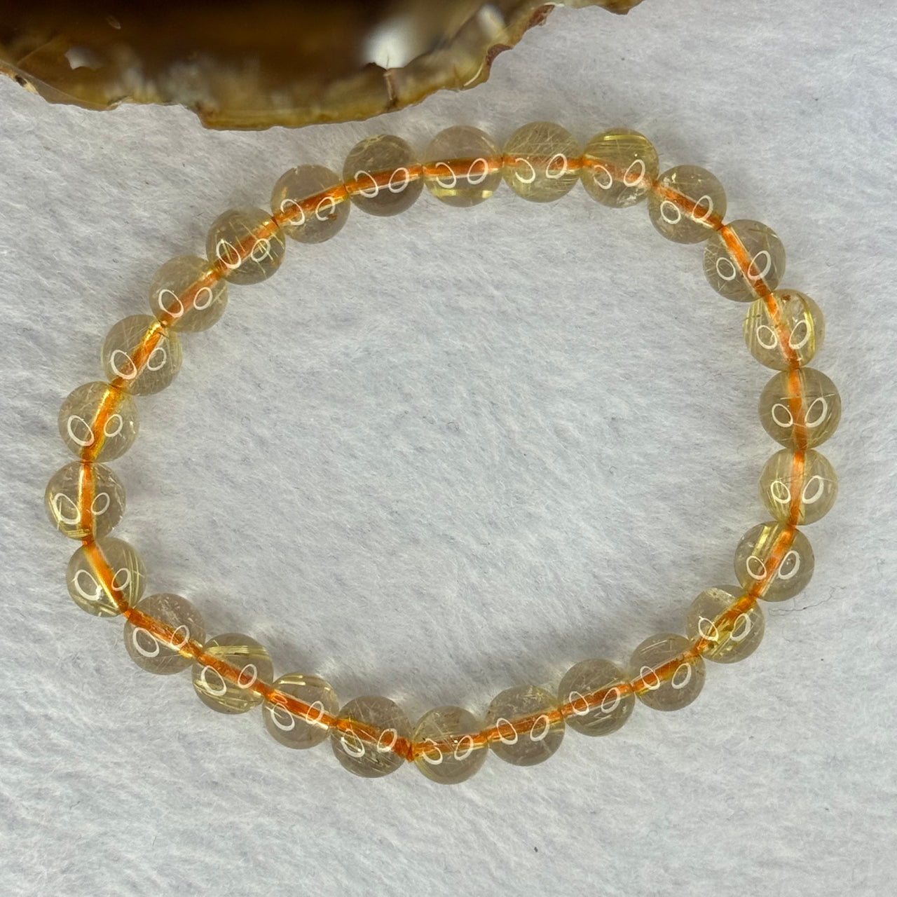 Natural Golden Rutilated Quartz Beads 天然金发水晶手链 12.97g 15cm 7.4mm 26 Beads - Huangs Jadeite and Jewelry Pte Ltd