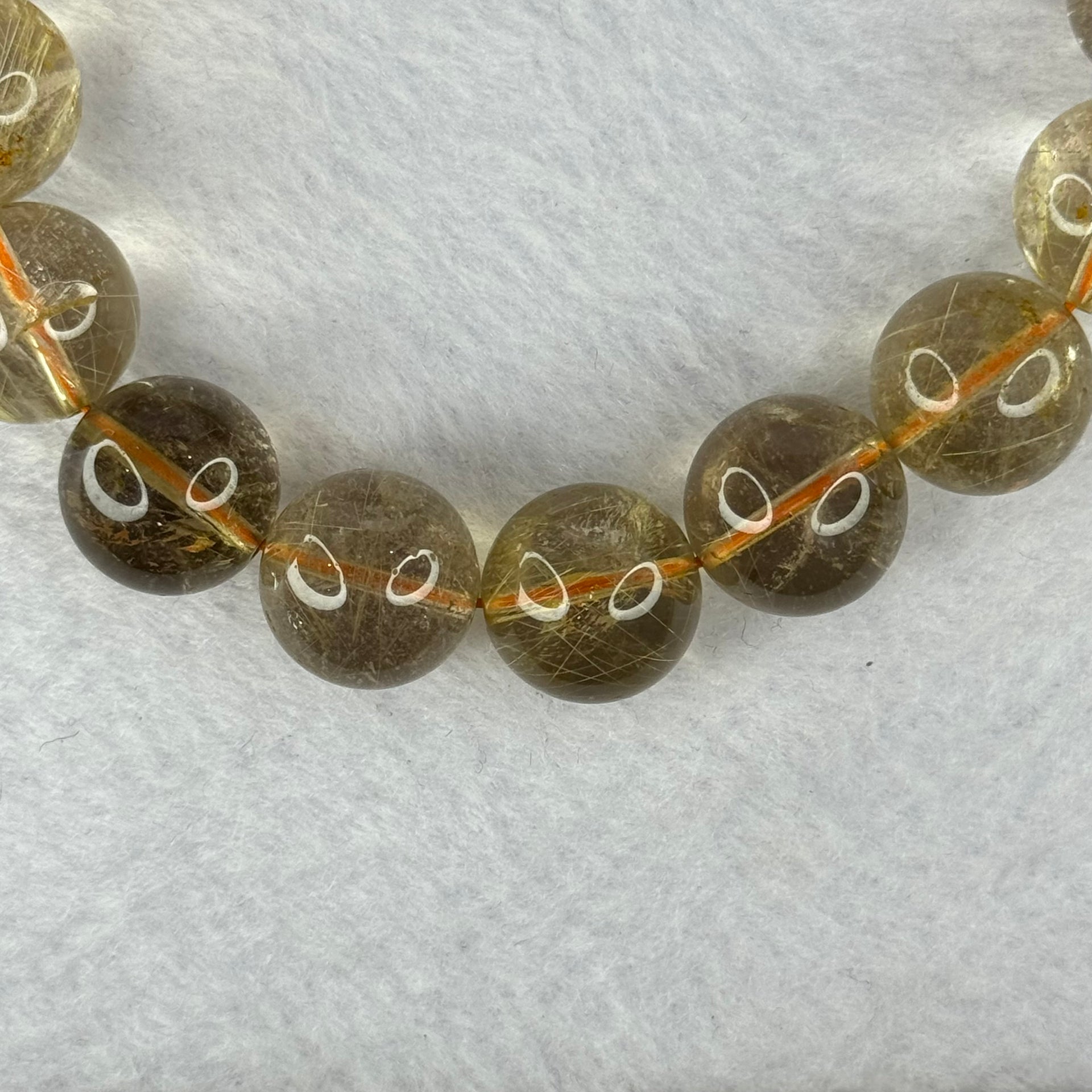 Natural Golden Rutilated Quartz Beads 天然金发水晶手链 68.47g 20cm 14.7mm 16 Beads - Huangs Jadeite and Jewelry Pte Ltd