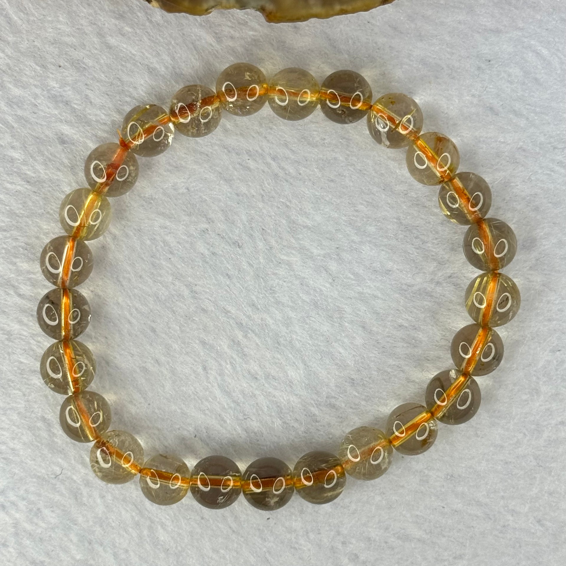 Natural Golden Rutilated Quartz Beads 天然金发水晶手链 15.03g 15.5cm 7.9mm 25 Beads - Huangs Jadeite and Jewelry Pte Ltd