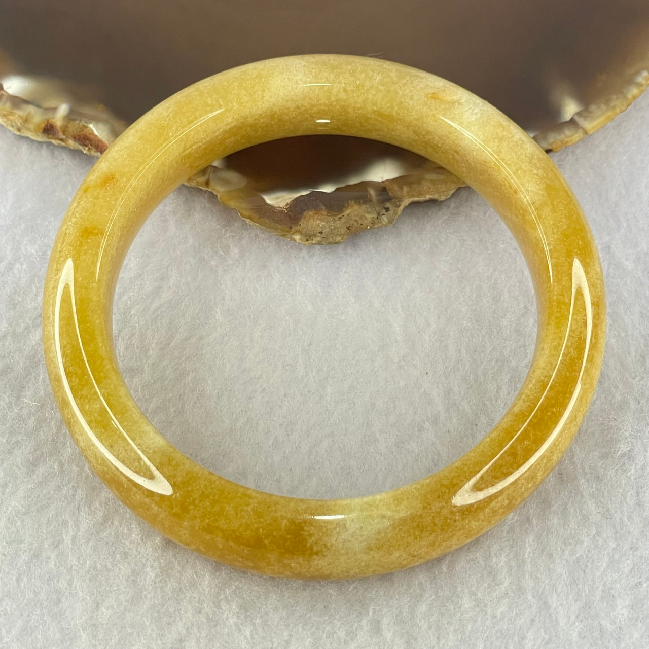 Yellowish Brown Sodium Feldspar Jade Bangle Internal Diameter 58.3mm 58.42g 14.0 by 10.2mm (Close to Perfect)