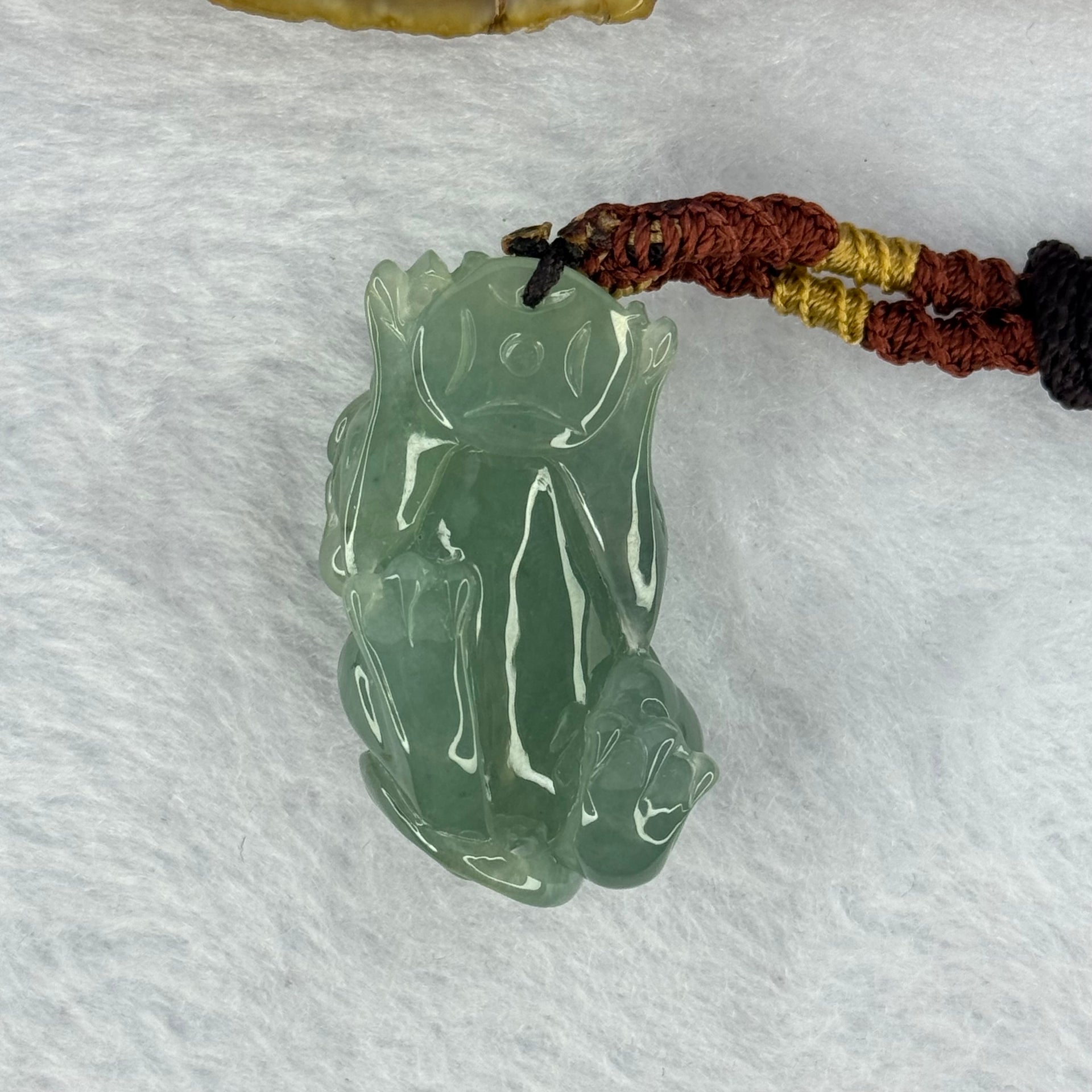 Type A Semi Blueish Green Jadeite Pixiu Charm/Pendent A货蓝水翡翠牌 25.54g 36.8 by 19.9 by 17.2mm - Huangs Jadeite and Jewelry Pte Ltd