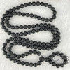 Natural Matt Black Gold King Amber Beads Necklace 天然黑金翁王琥珀项链 20.72g 72cm 6.9mm 108 Beads