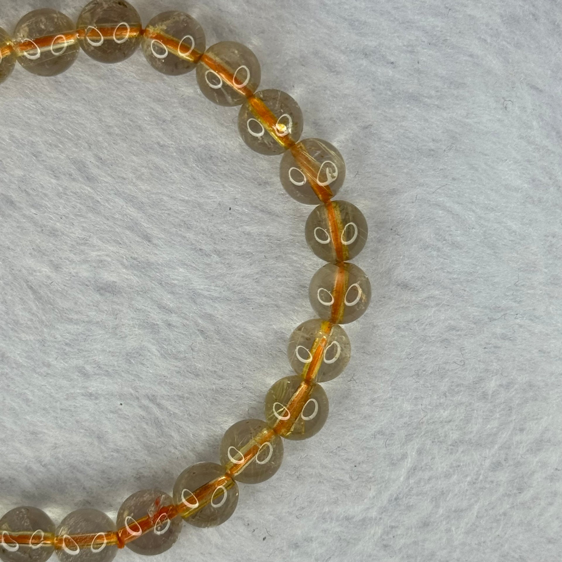 Natural Golden Rutilated Quartz Beads 天然金发水晶手链 13.10g 15cm 7.4mm 27 Beads - Huangs Jadeite and Jewelry Pte Ltd