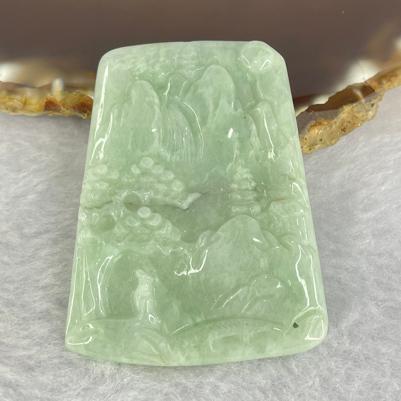 Type A Green Shun Shui Jadeite 22.17g 38.6 x 47.8 by 5.6mm - Huangs Jadeite and Jewelry Pte Ltd