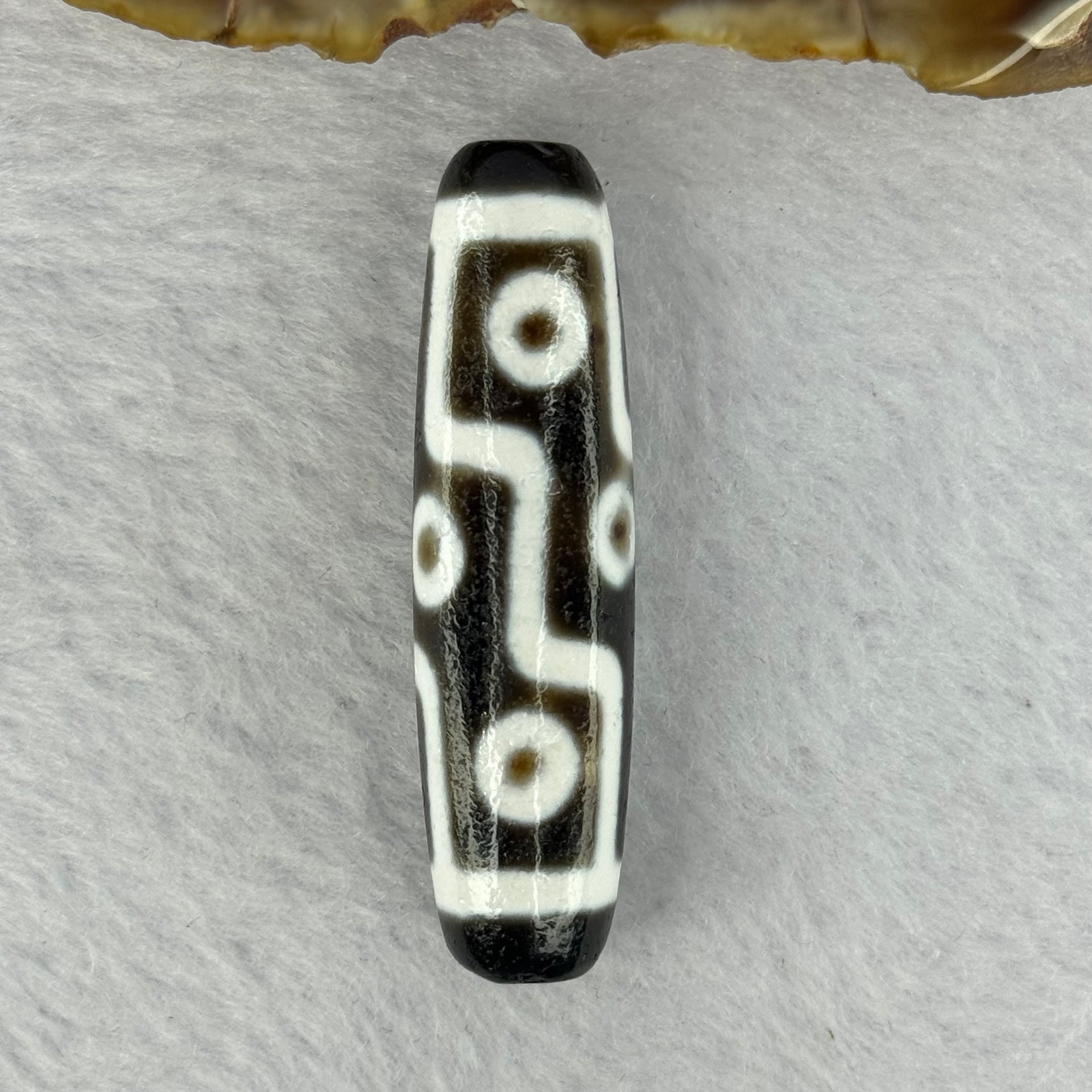 Natural Powerful Tibetan Old Oily Agate 9 Eyes Dzi Bead Heavenly Master (Tian Zhu) 九眼天诛 12.68g 48.3 by 13.1mm - Huangs Jadeite and Jewelry Pte Ltd