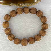 Natural Wild Australian Sandalwood 檀香 Om Mani Padme Hum Beads Bracelet 16.39g 11.8mm 5 Beads / 14.1 mm 1 Beads - Huangs Jadeite and Jewelry Pte Ltd