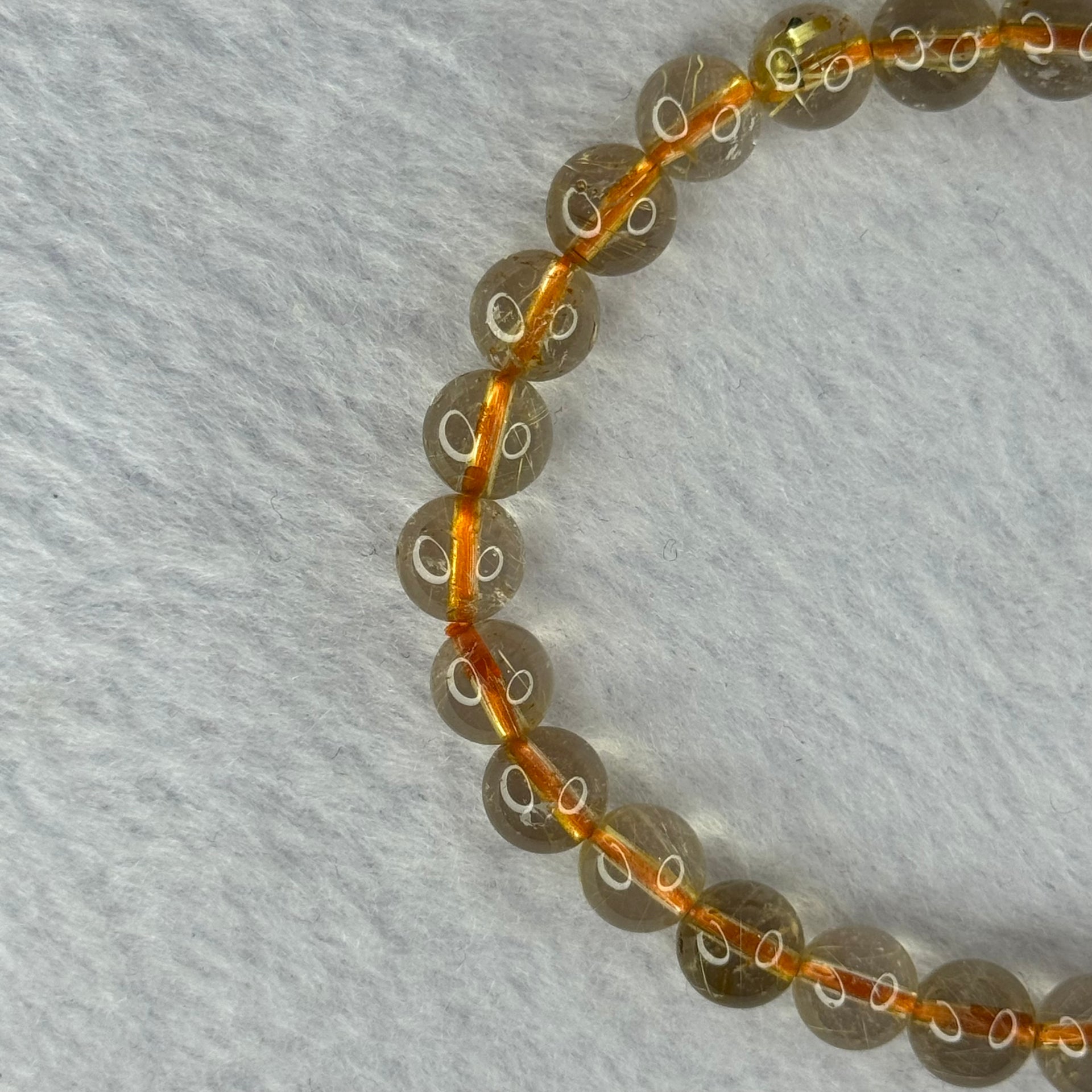 Natural Golden Rutilated Quartz Beads 天然金发水晶手链 13.67g 16cm 7.3mm 27 Beads - Huangs Jadeite and Jewelry Pte Ltd