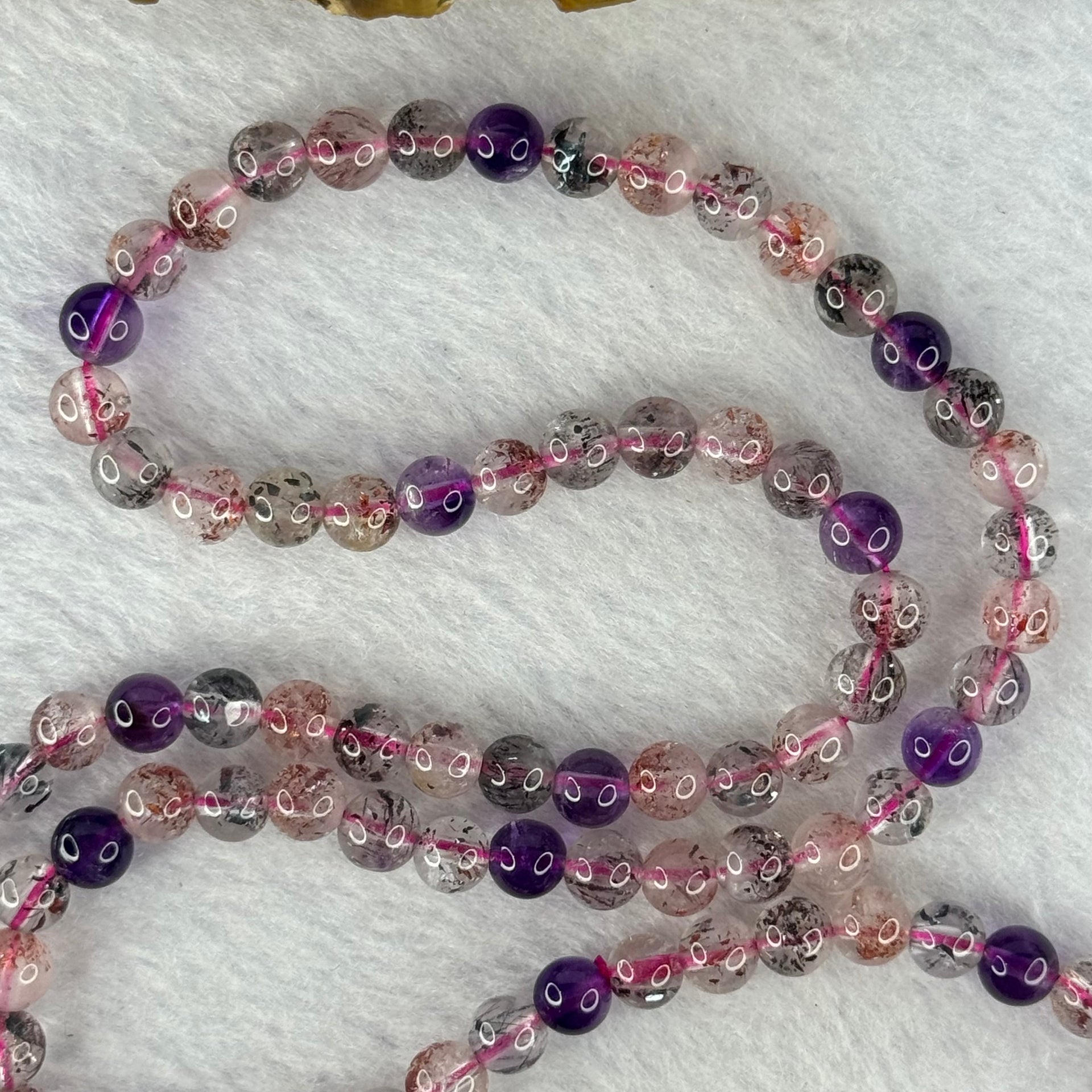 Above Average Grade Natural Super 7 Crystal Beads Necklace 天然超级七水晶珠项链 25.05g 64cm 5.9mm 102 Beads - Huangs Jadeite and Jewelry Pte Ltd